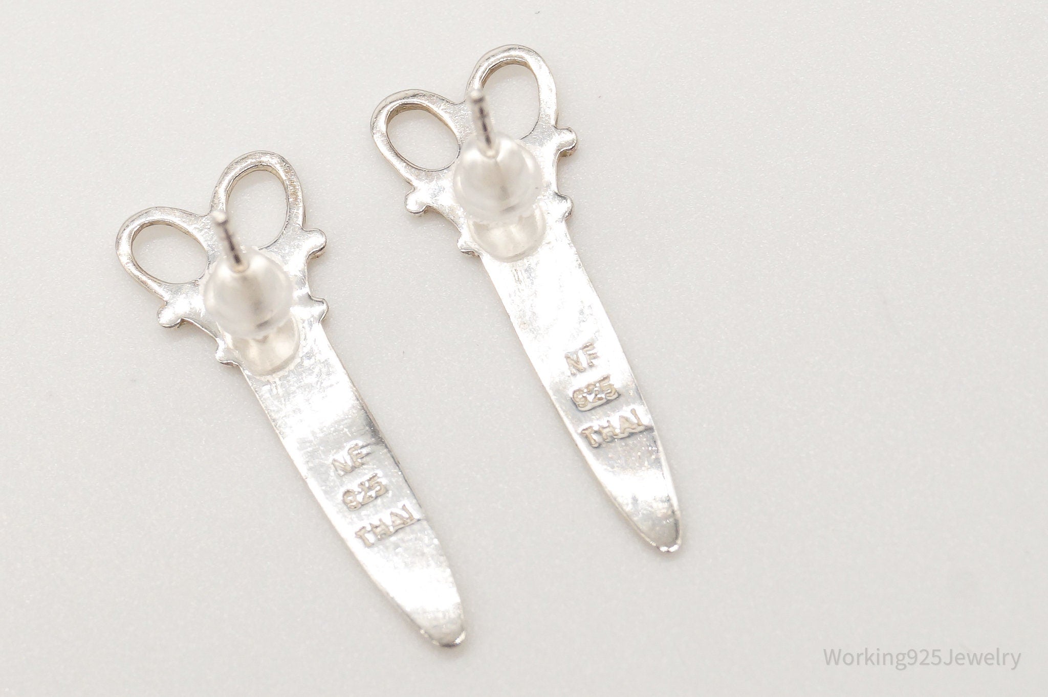 Vintage Scissors Sterling Silver Earrings