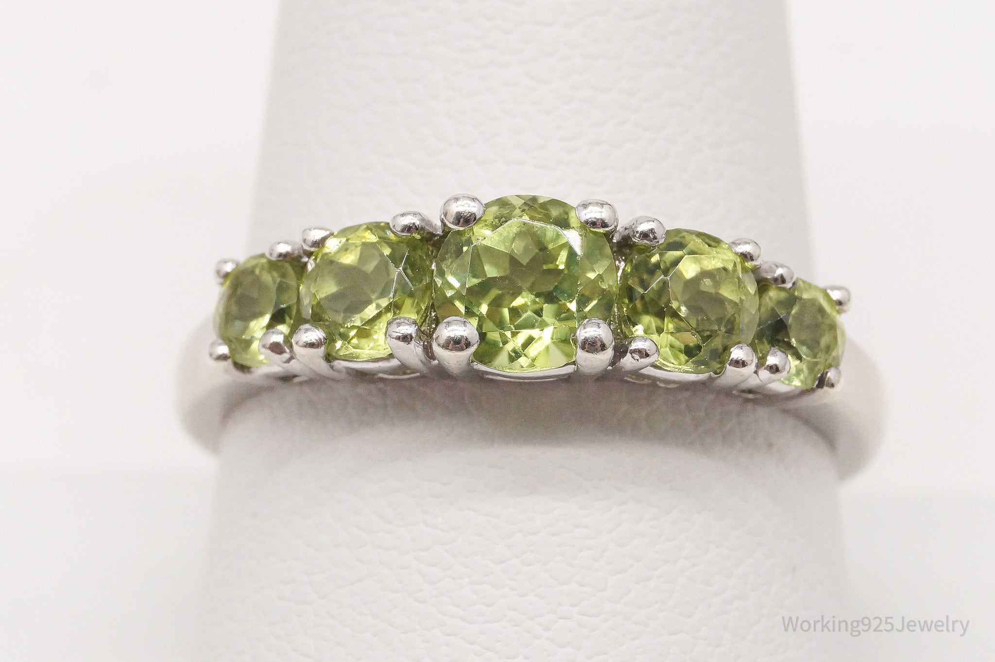 Vintage Peridot Sterling Silver Ring - Size 10