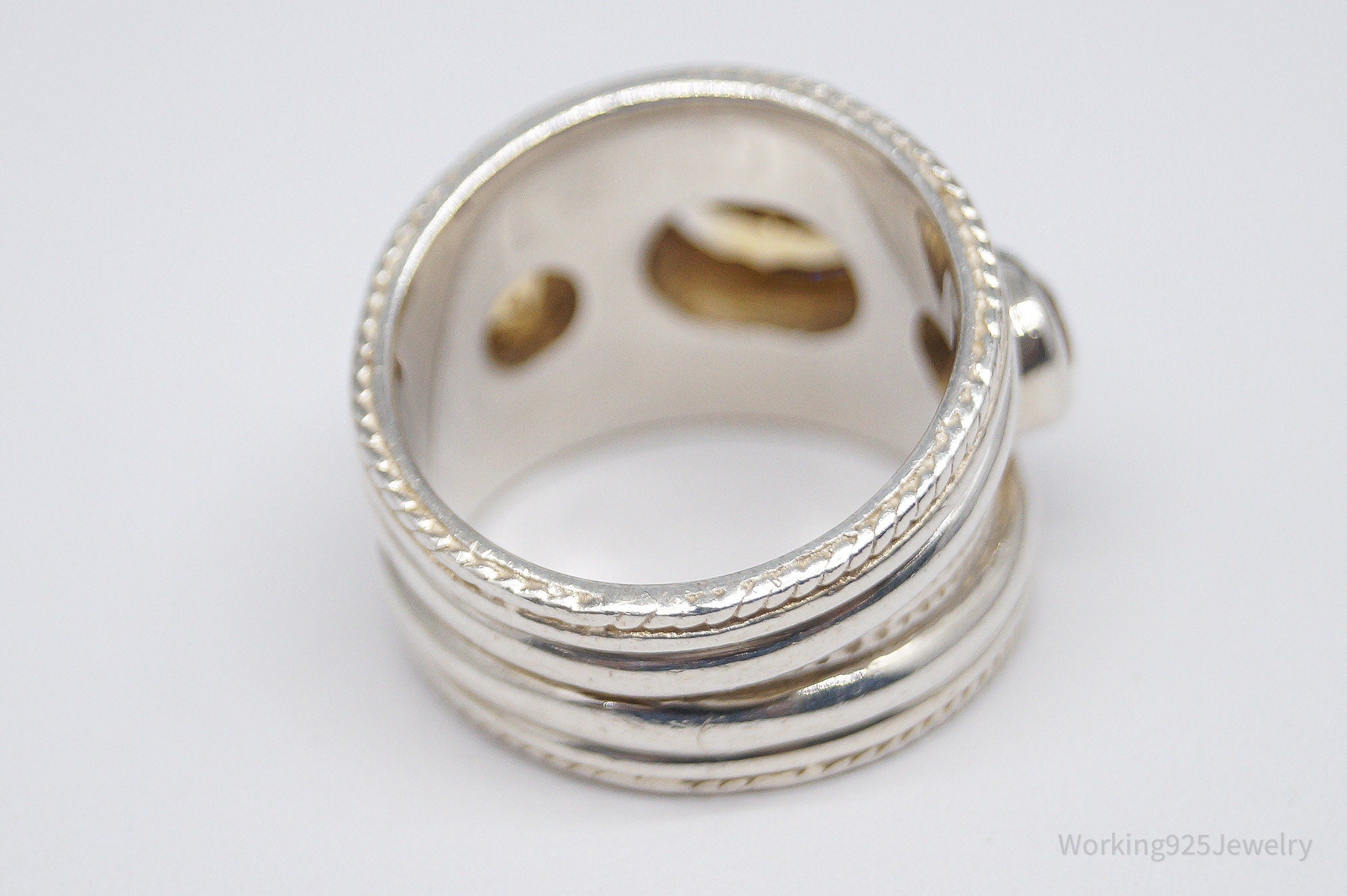 Vintage SJ Citrine Sterling Silver Ring - Size 7.75