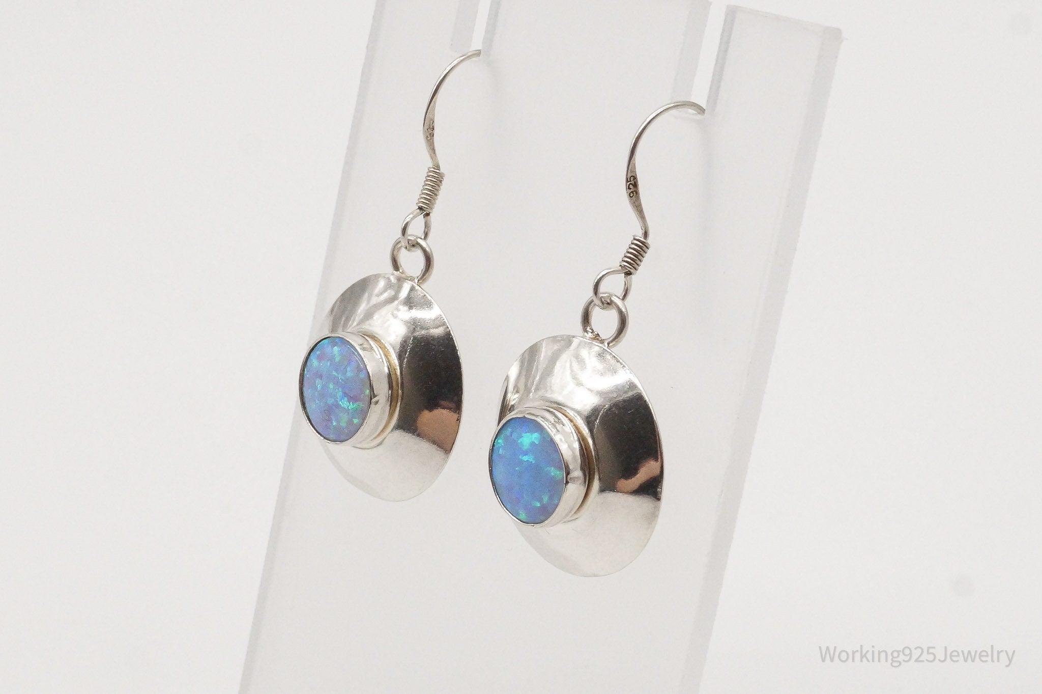 Vintage Blue Opal Sterling Silver Earrings