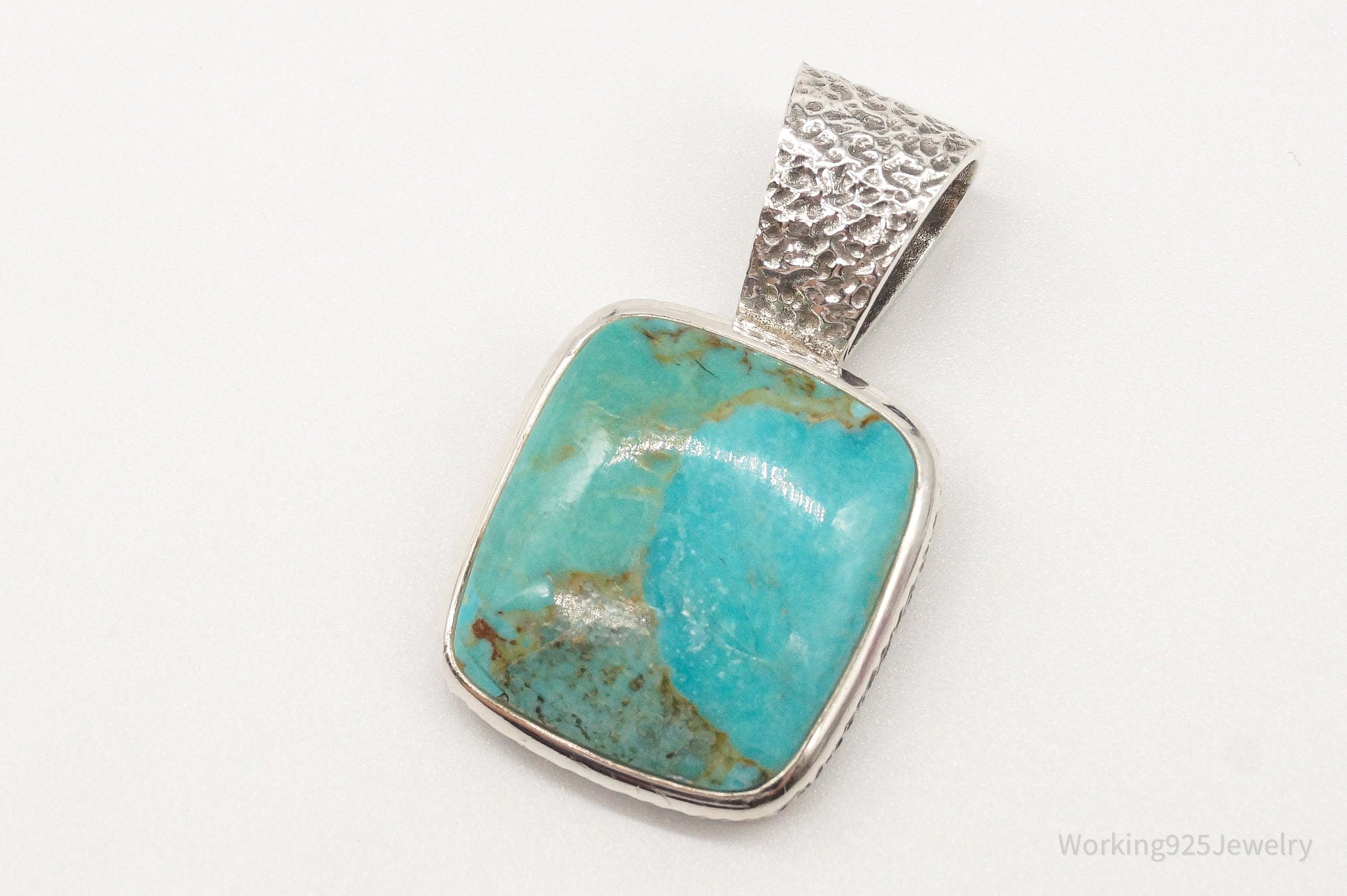 Vintage Thai Designer NK Turquoise Sterling Silver Pendant