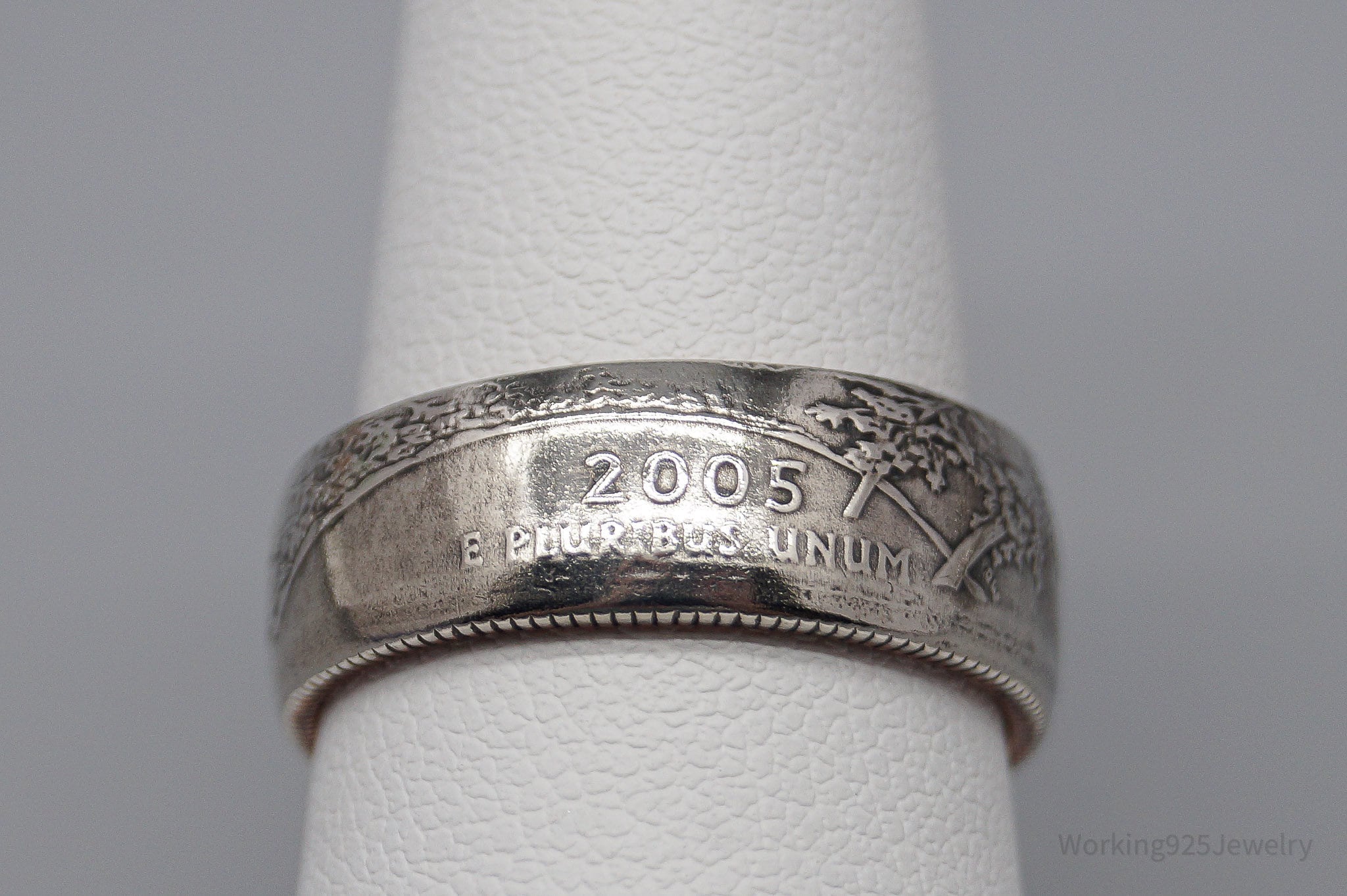 Vintage 2005 Oregon State Quarter Silver Coin Ring - Size 8.25