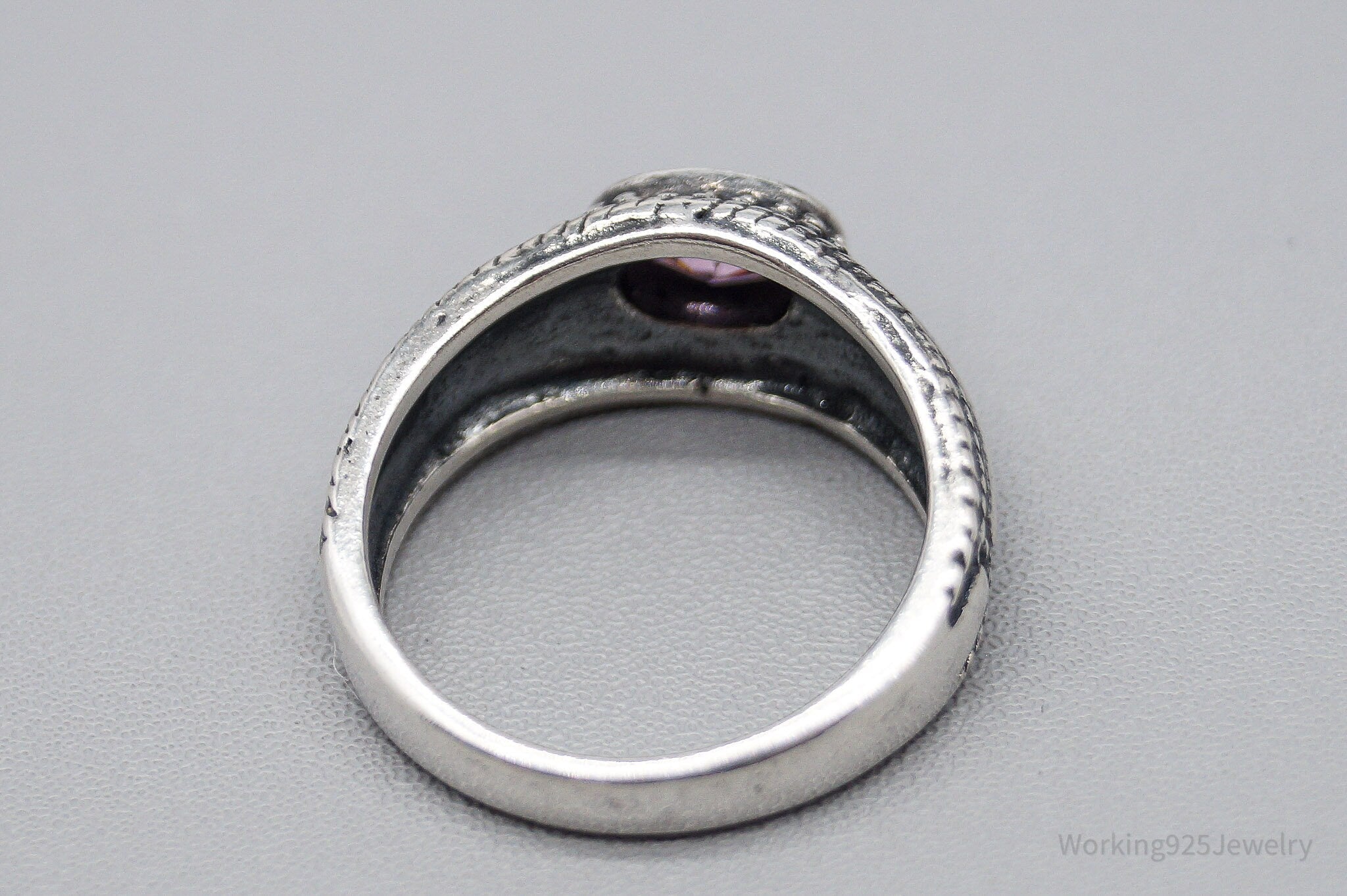 Vintage Pink Cubic Zirconia Sterling Silver Ring - Size 5