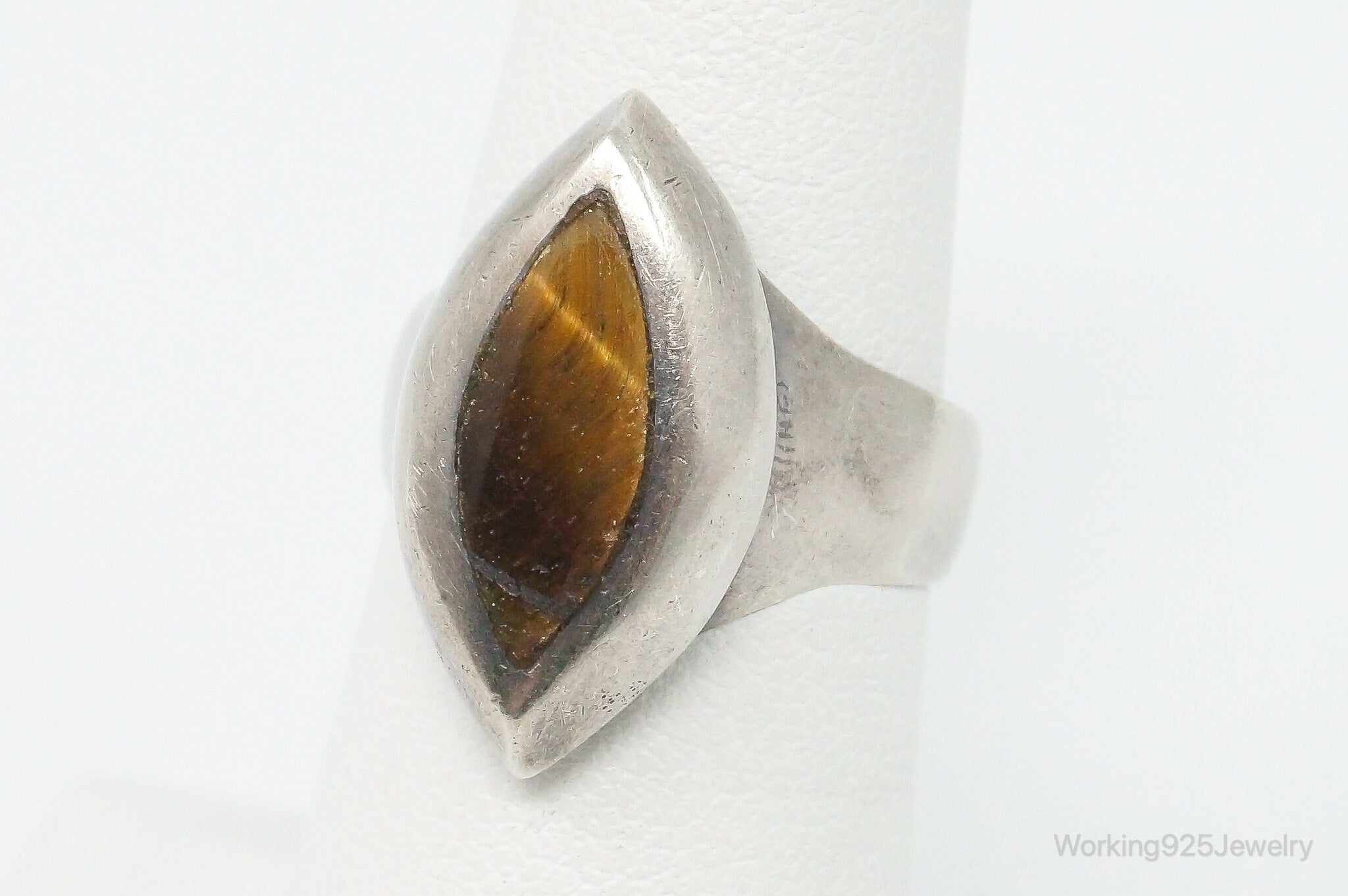 Vintage Mexico Tigers Eye Sterling Silver Ring - Size 6.5