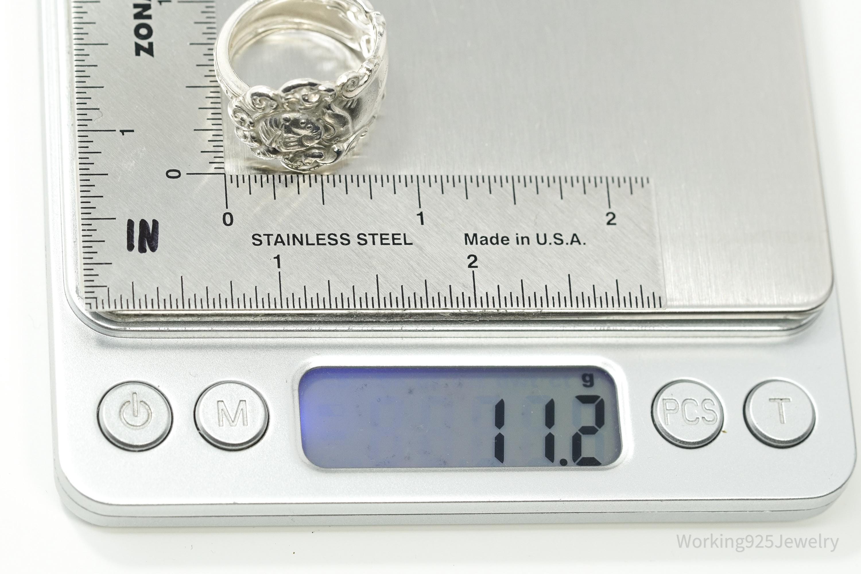 Antique Knight In Armor Sterling Silver Spoon Ring - Size 8