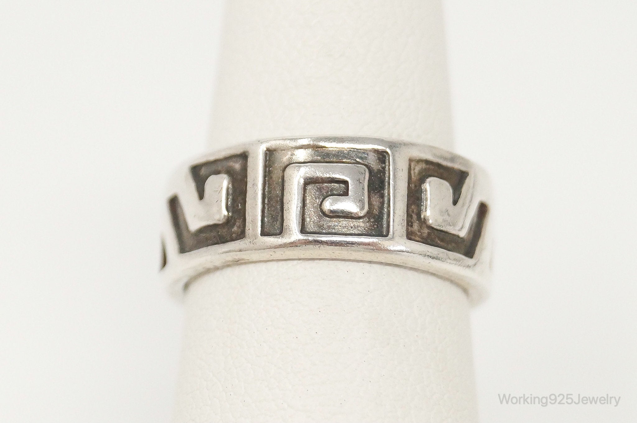 Vintage Taxco Mexico Sterling Silver Aztec Style Band Ring - Size 5