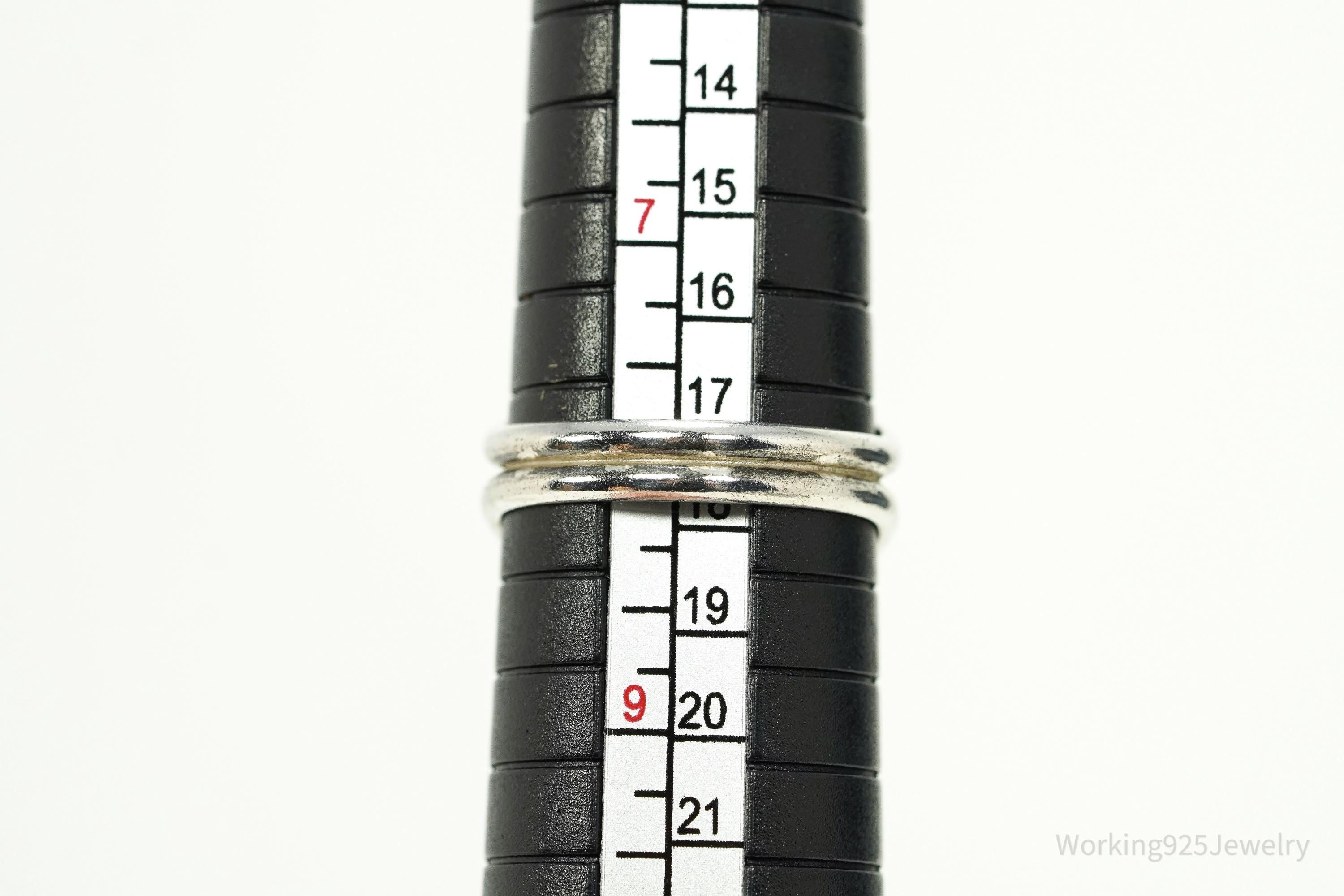 Vintage Handmade Native American Agate Sterling Silver Ring - SZ 8