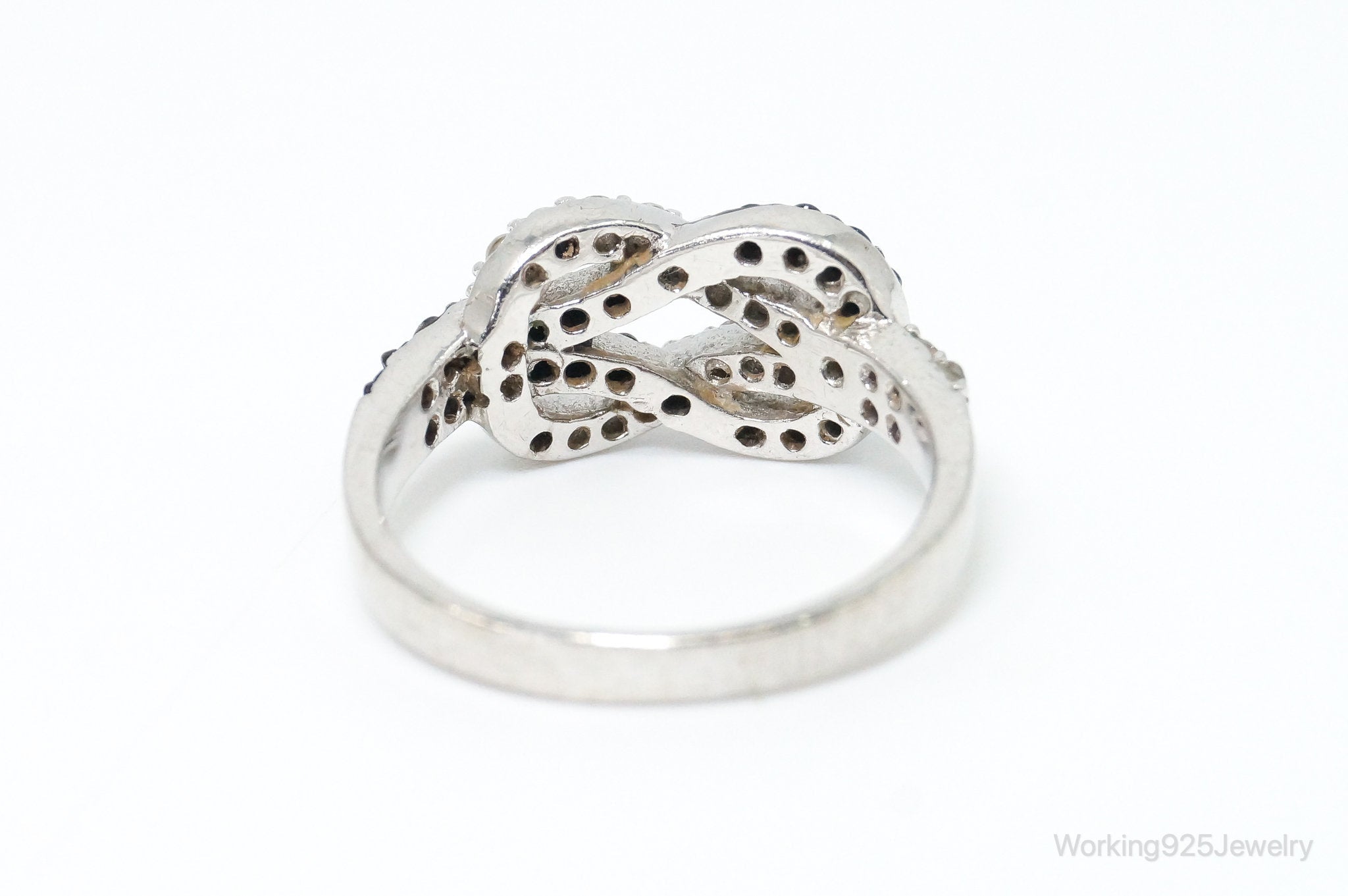 Vintage Art Deco Black Onyx Cubic Zirconia Sterling Silver Ring Size 8