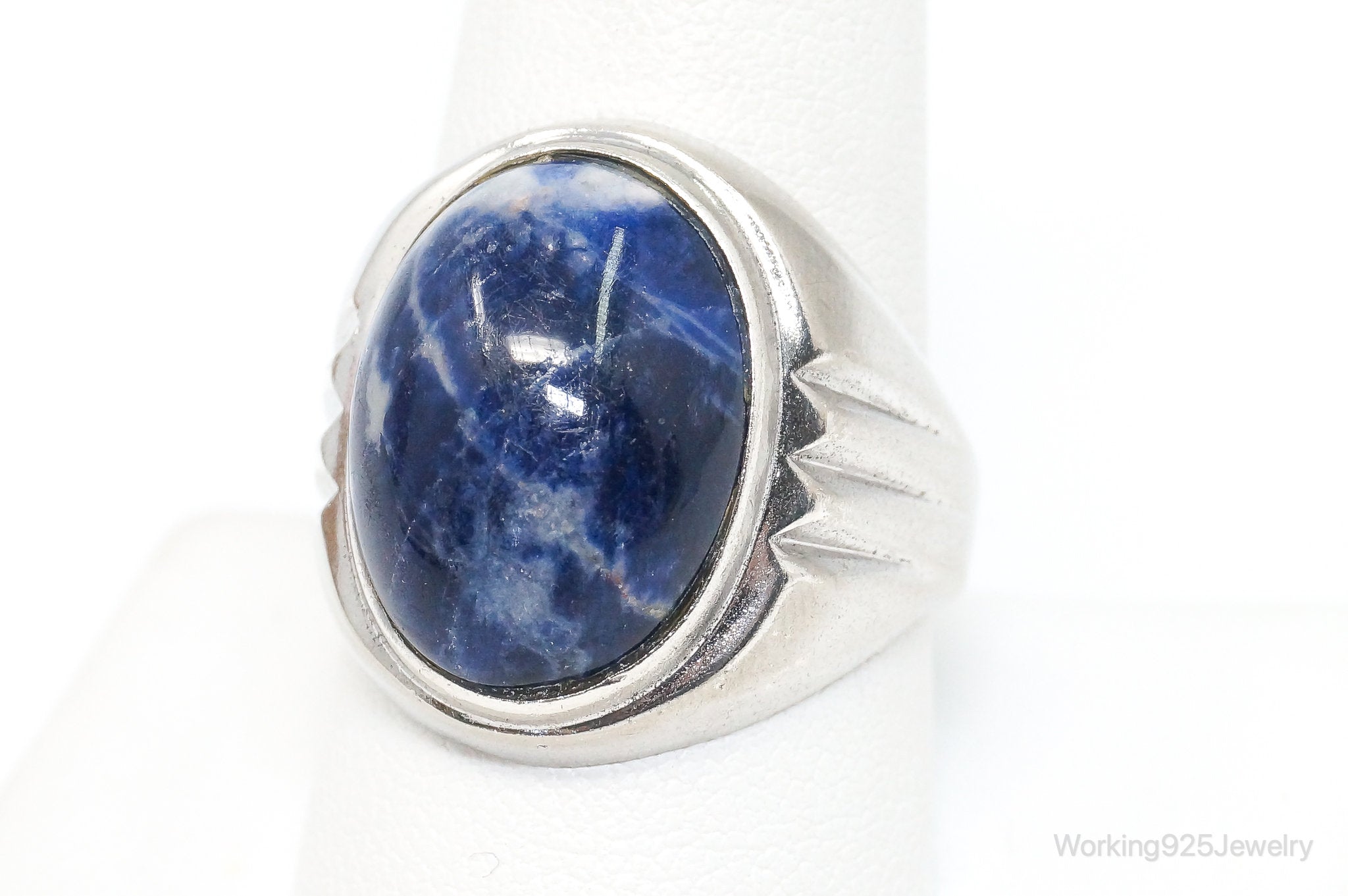 Vintage Large Sodalite Sterling Silver Ring - Size 10