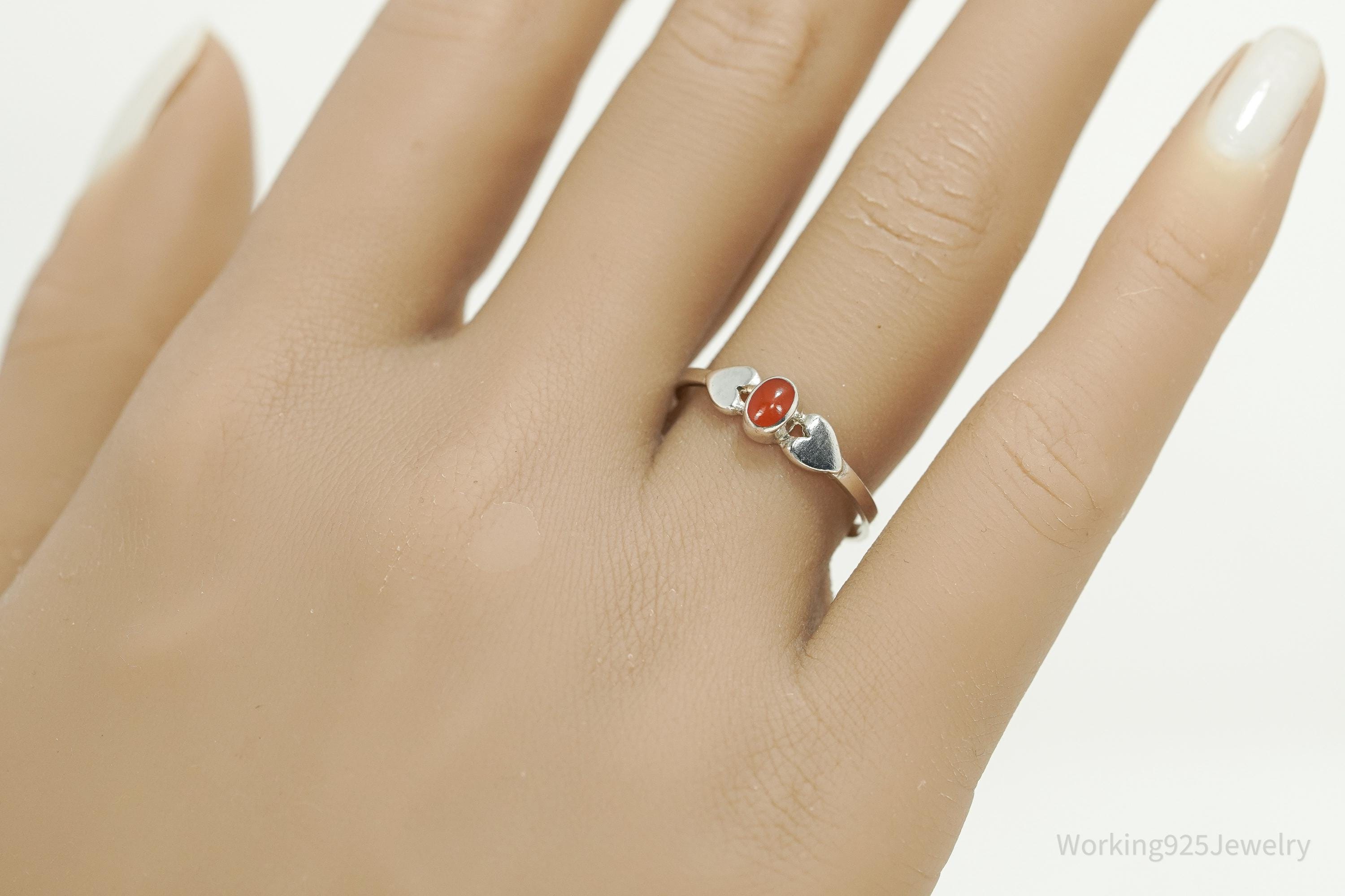Vintage Carnelian Sterling Silver Ring - Size 8