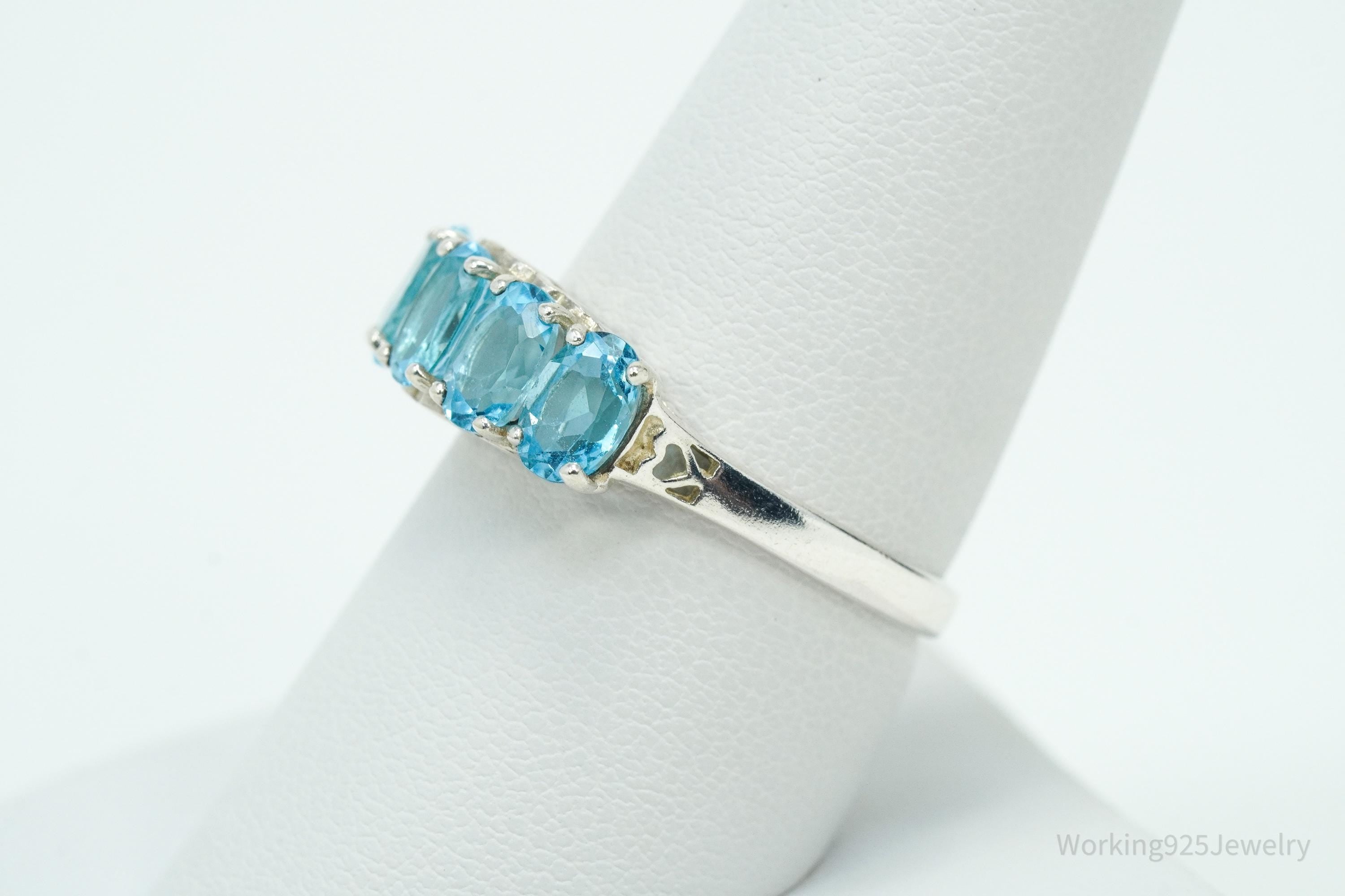 Vintage CNA Blue Topaz Sterling Silver Ring - Size 8.75