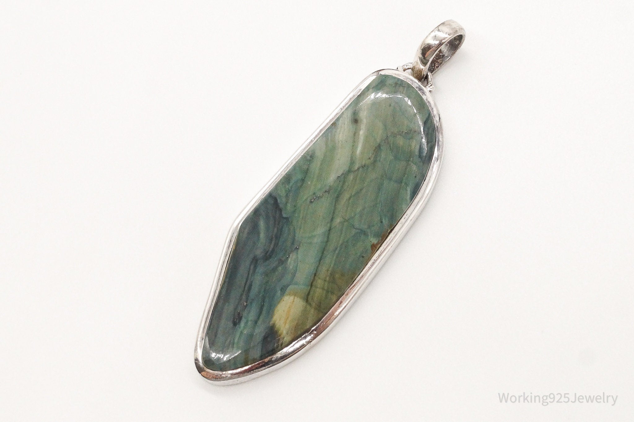 Vintage Large Jasper Sterling Silver Pendant