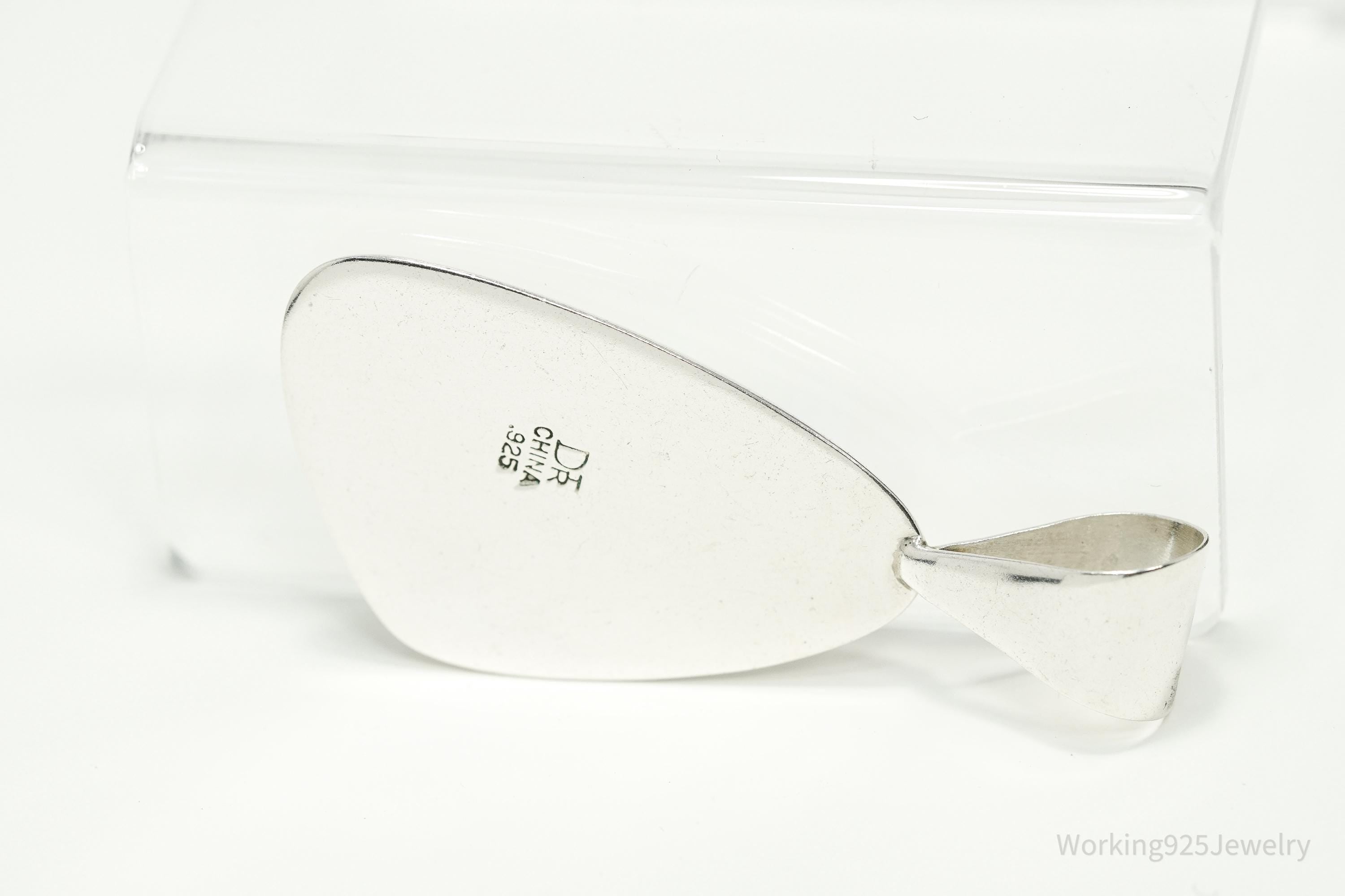 Vintage Large Desert Rose Trading Multi Gem Inlay Sterling Silver Pendant 2.5"