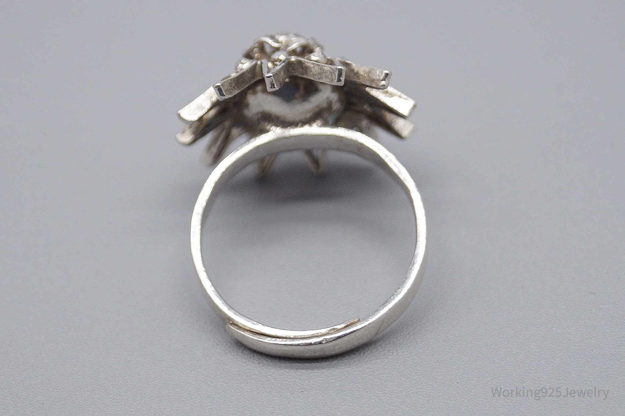 Antique Vintage Modernist Style Silver Ring - Size 8.75 Adjustable