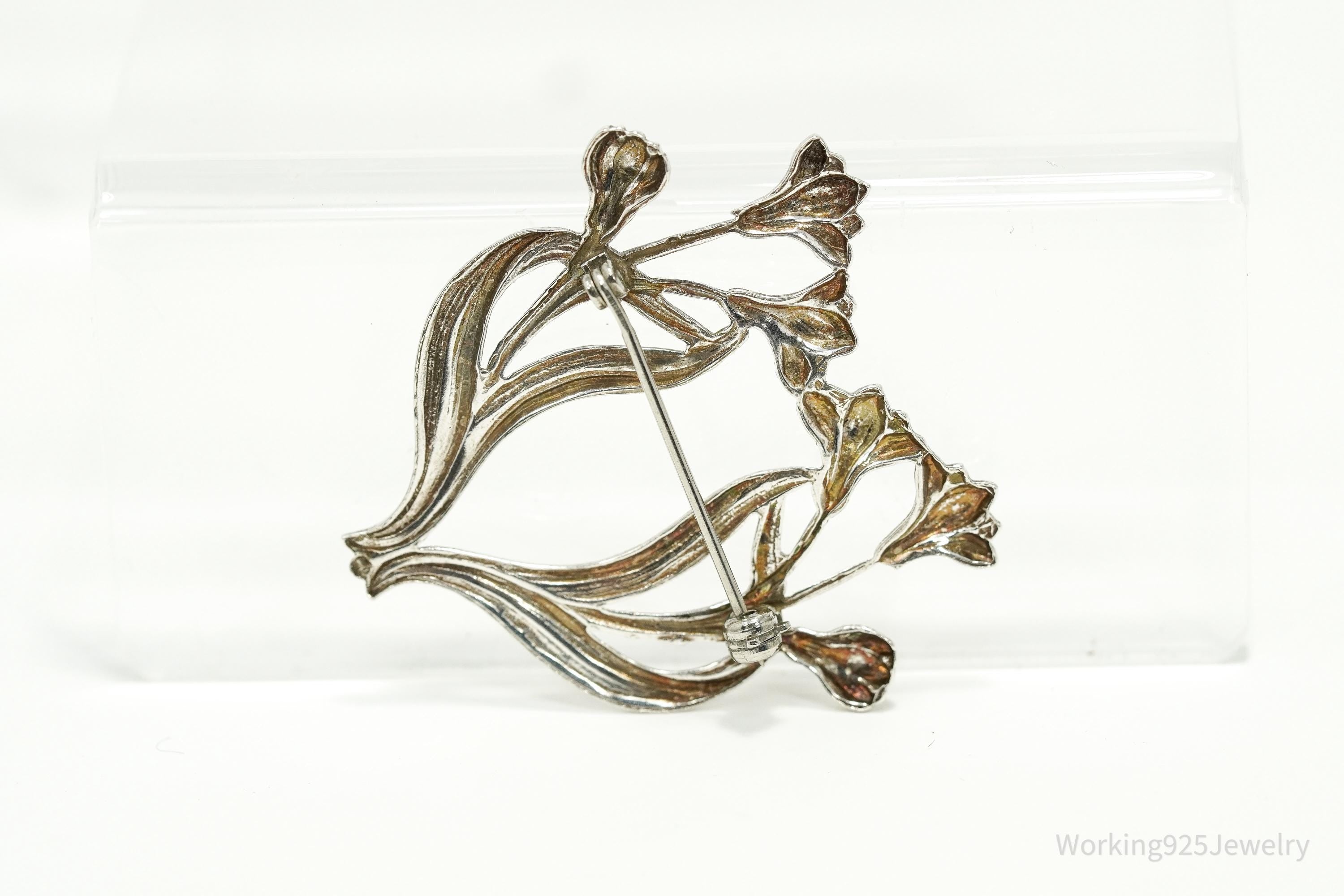 Vintage Art Nouveau Style Silver Brooch Pin