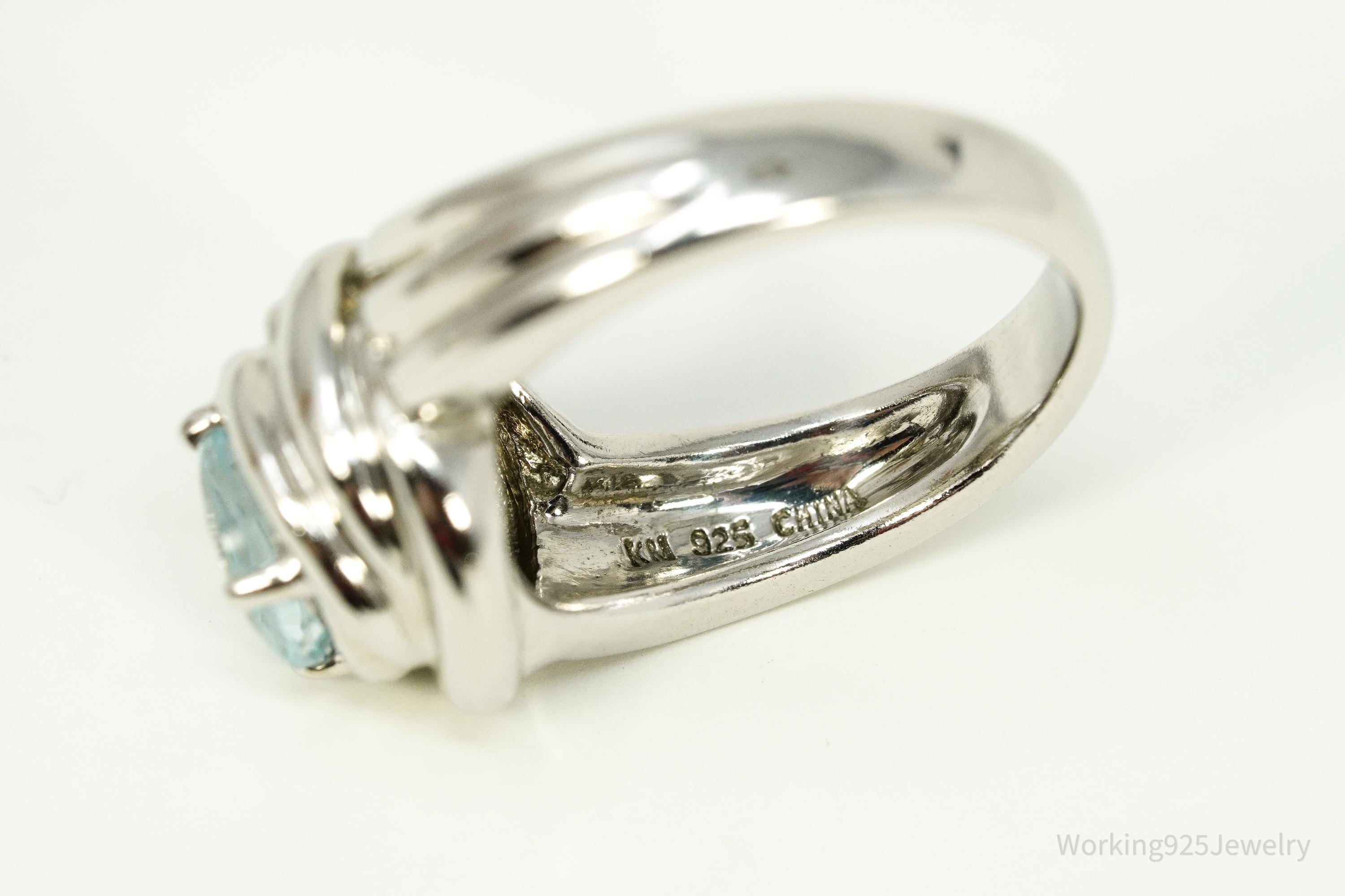 Vintage Aquamarine Sterling Silver Ring - Size 8