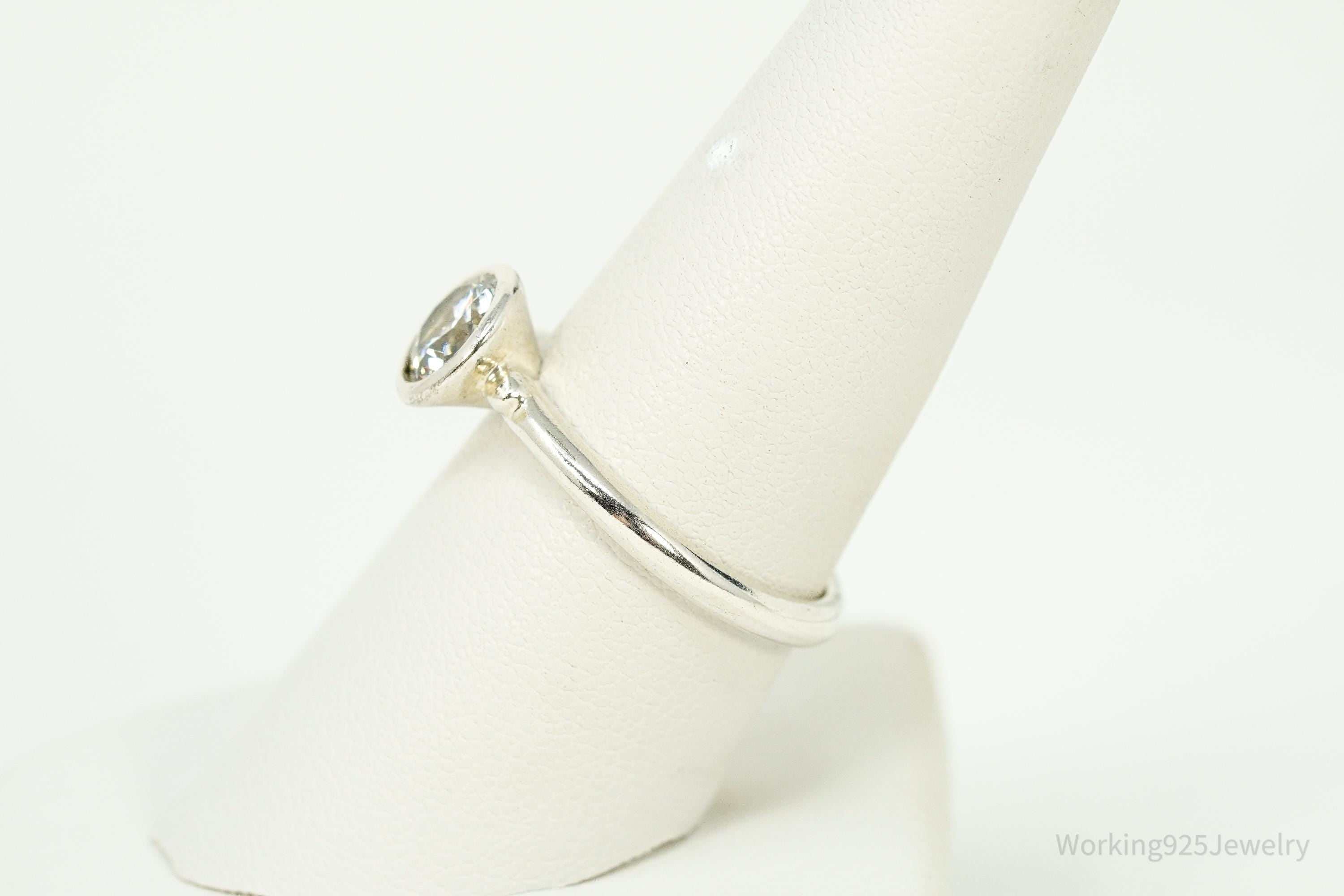 Vintage Cubic Zirconia Sterling Silver Ring Size 8