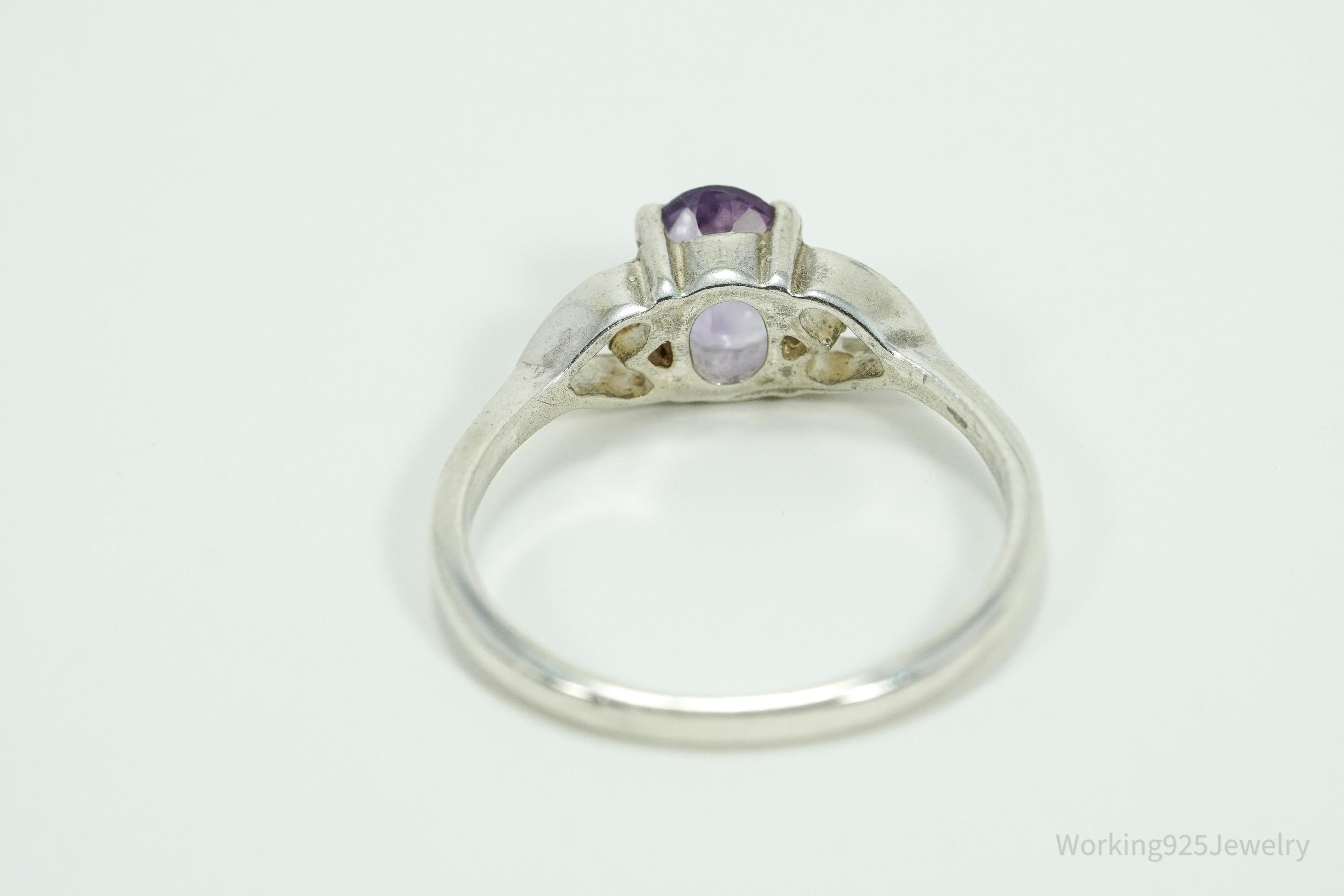 Vintage Amethyst Sterling Silver Ring - Size 8.25