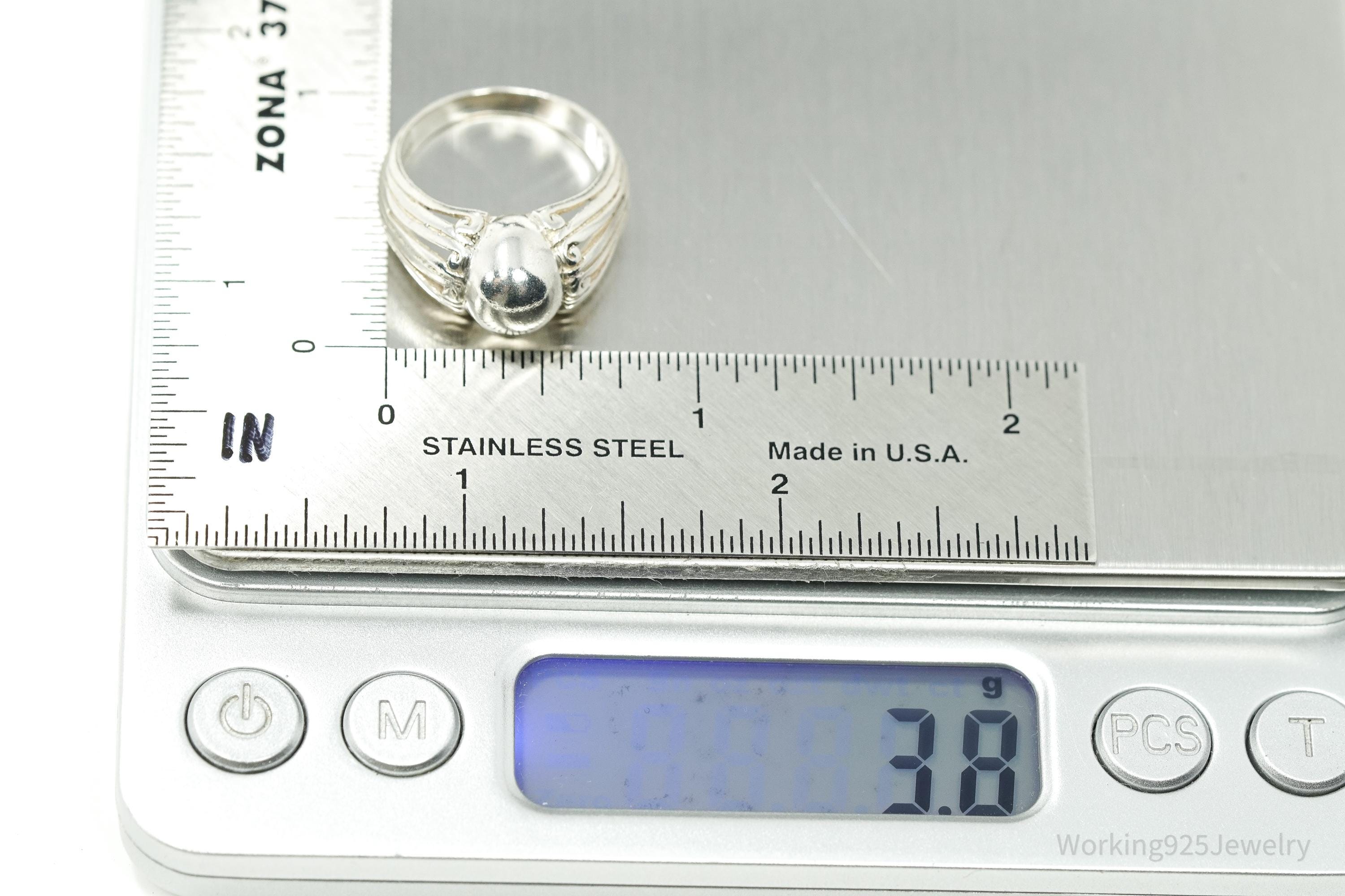 Vintage Art Deco Style Sterling Silver Ring - Size 6.25