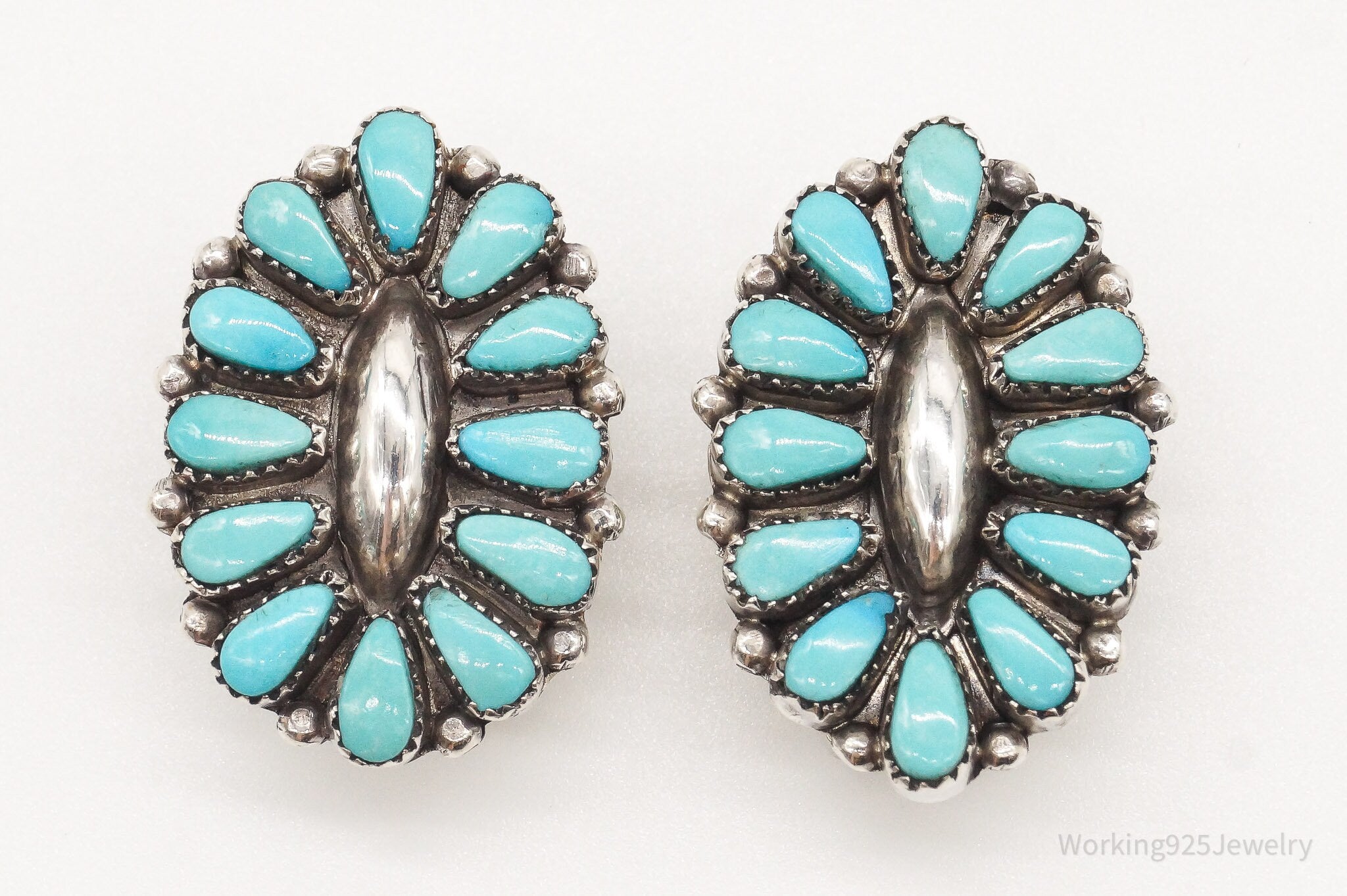 Vintage Native American Maryann & Felix Chavez Turquoise SterlingSilver Earrings