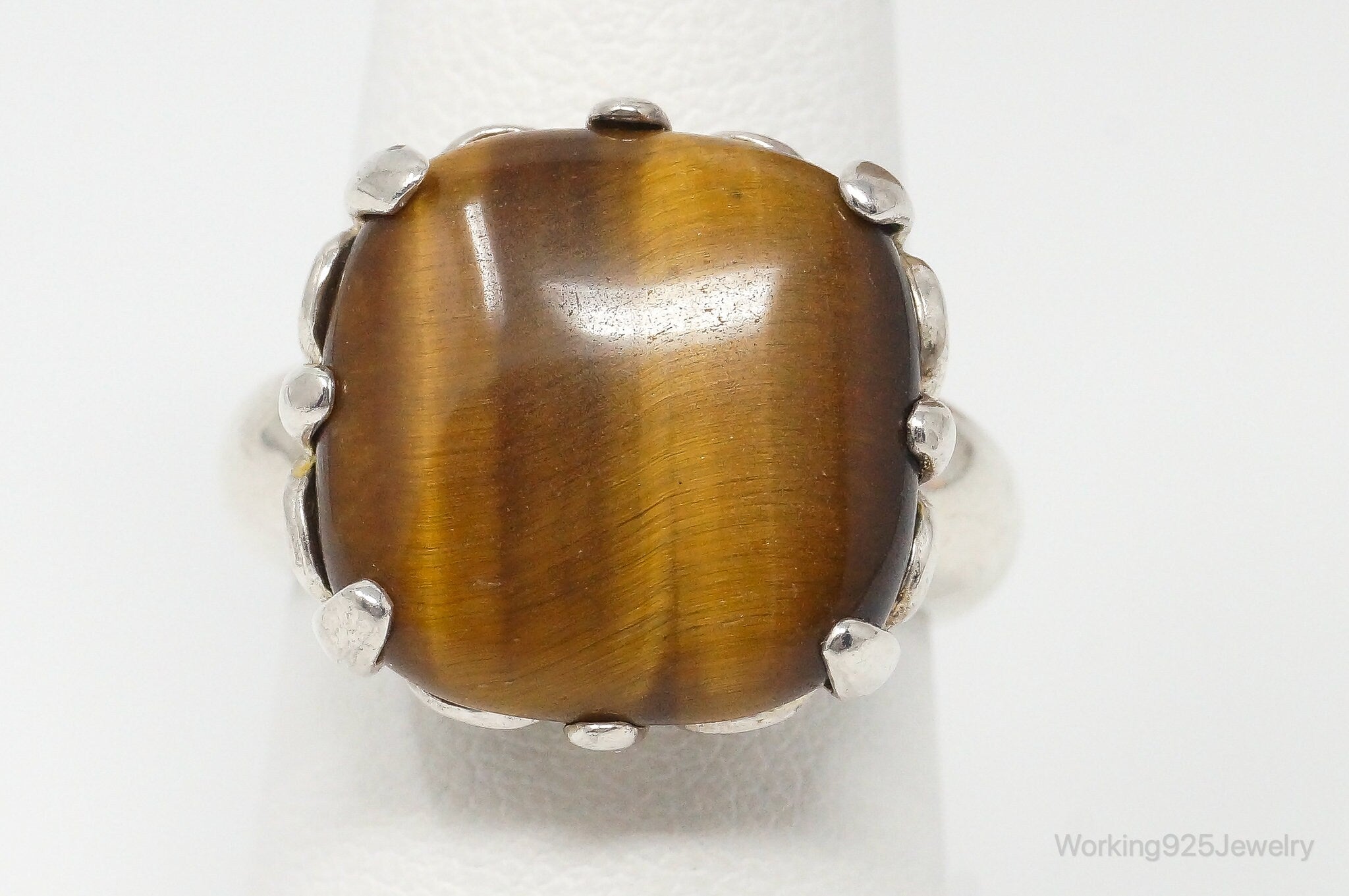 Vintage Tigers Eye Sterling Silver Ring Size 7