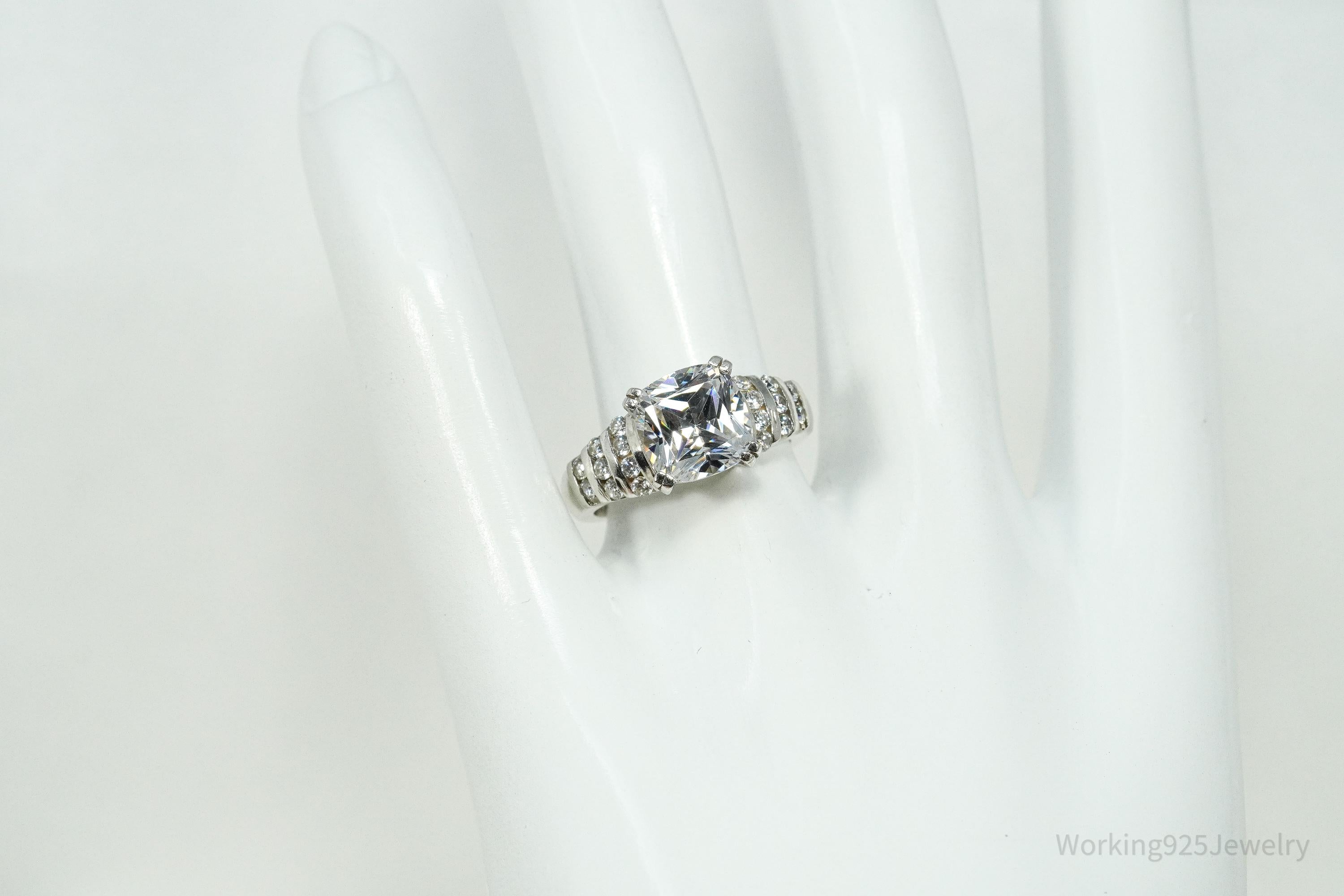 Vintage Diamonique Cubic Zirconia DQCZ Sterling Silver Ring - Size 6.75