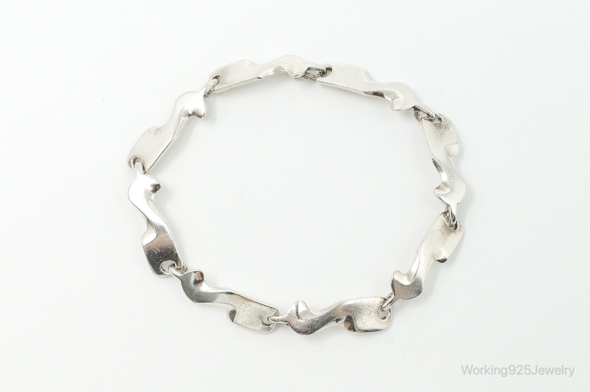 Vintage Taxco Mexico Modernist Sterling Silver Bracelet