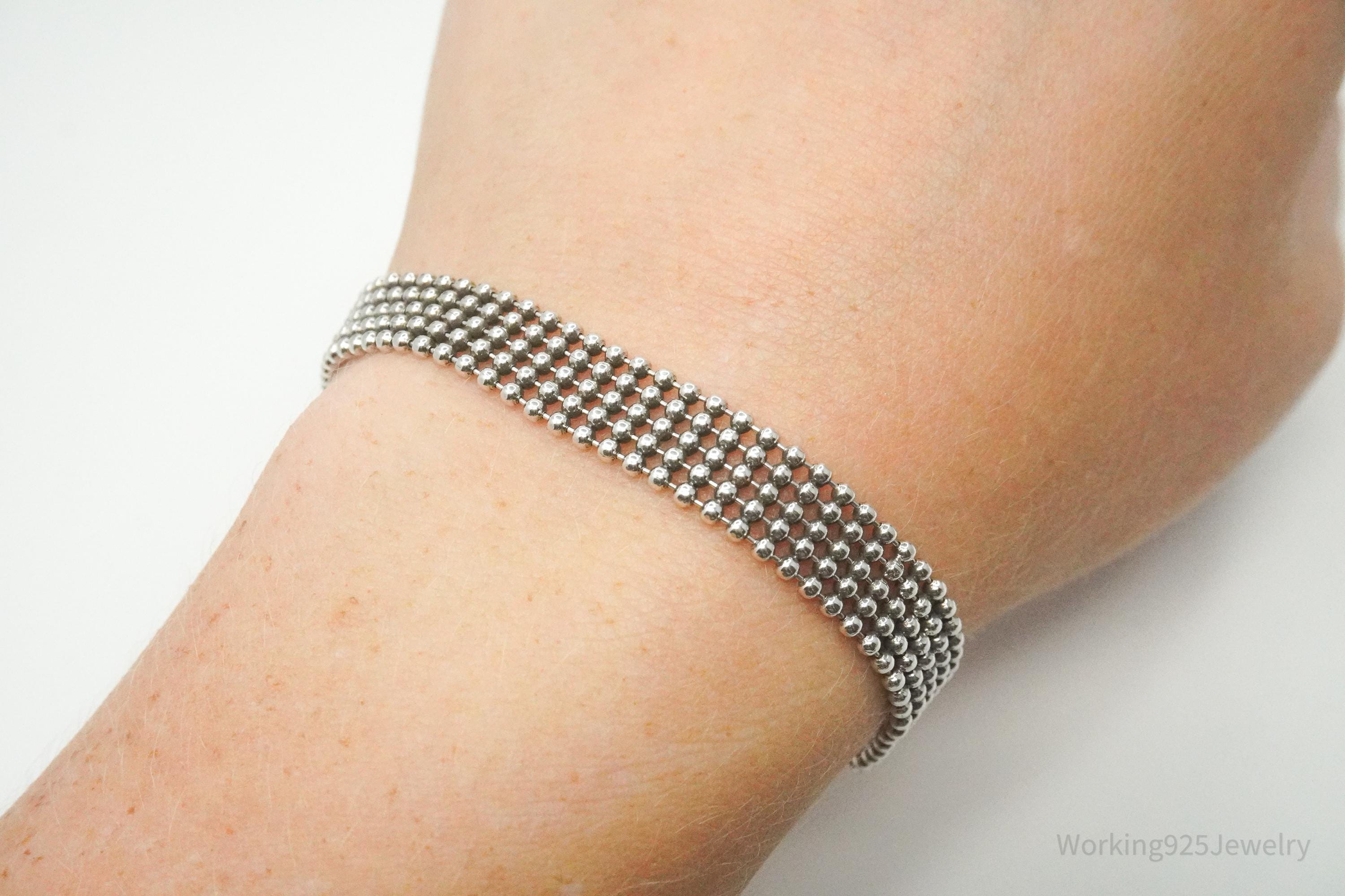 Vintage Italian Mesh Style Sterling Silver Bracelet 7.25"