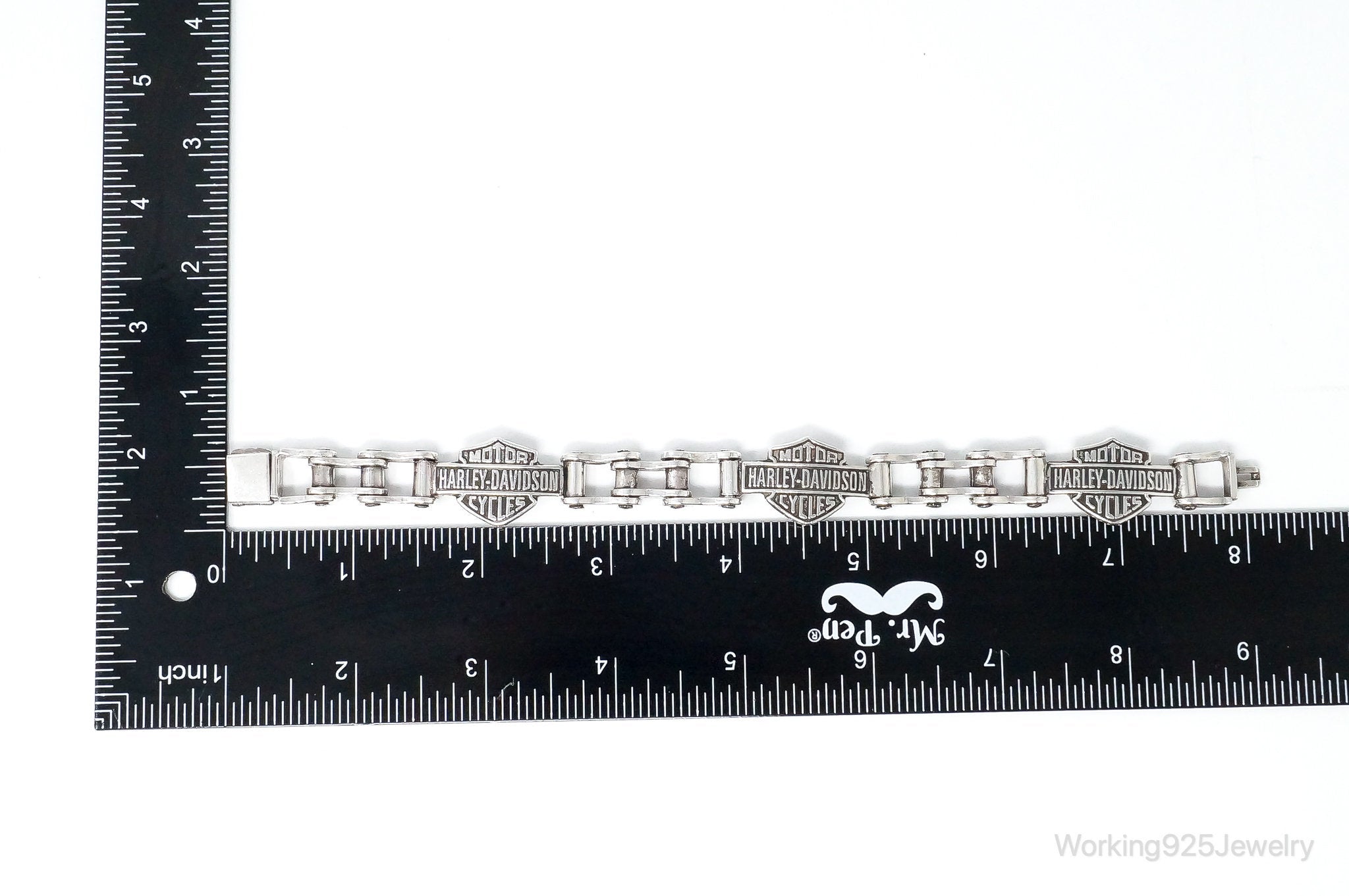 Vintage Harley Davidson Bike Chain Sterling Silver Bracelet