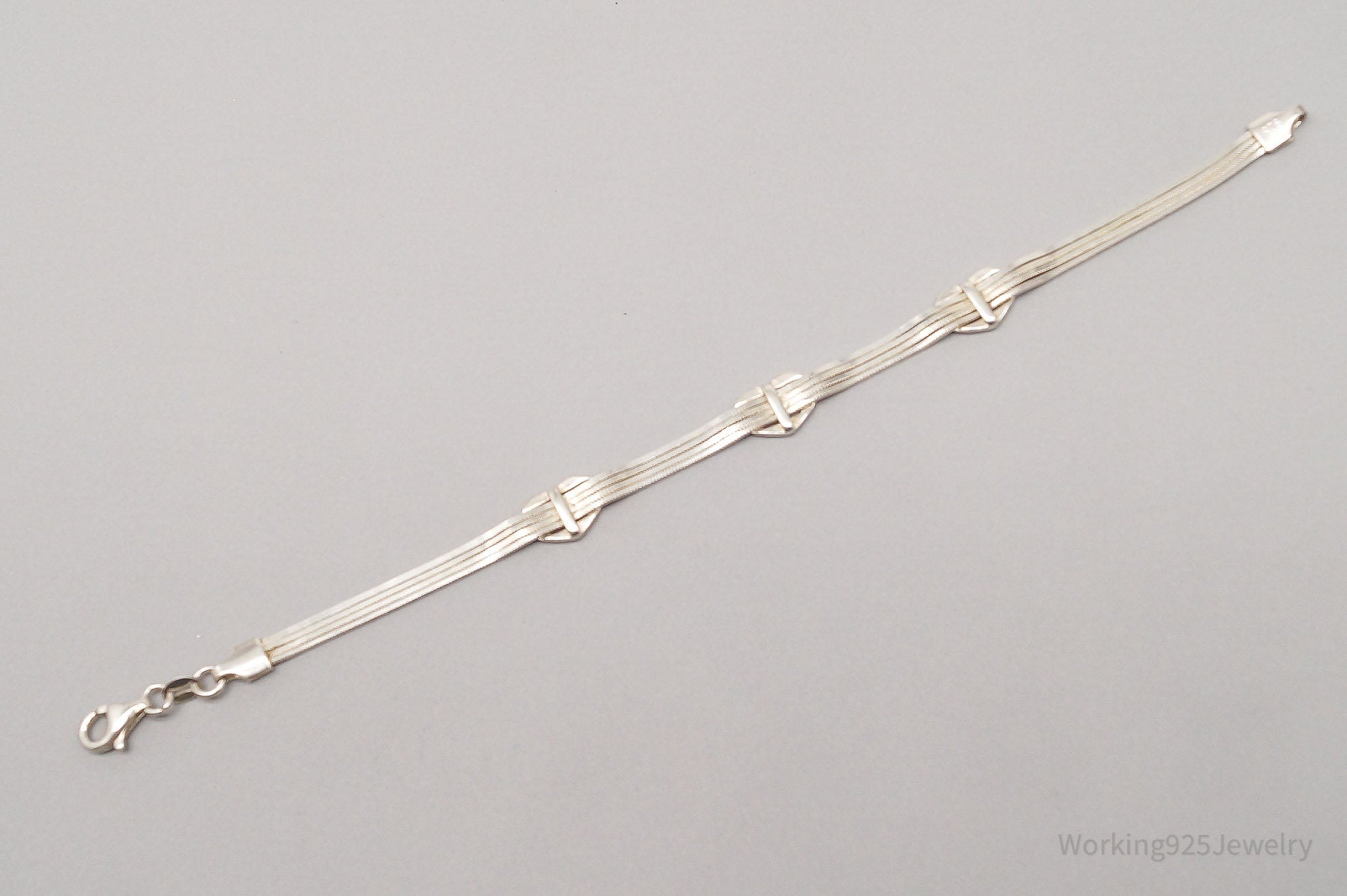 Vintage Hearts Sterling Silver Bracelet 7 3/8"