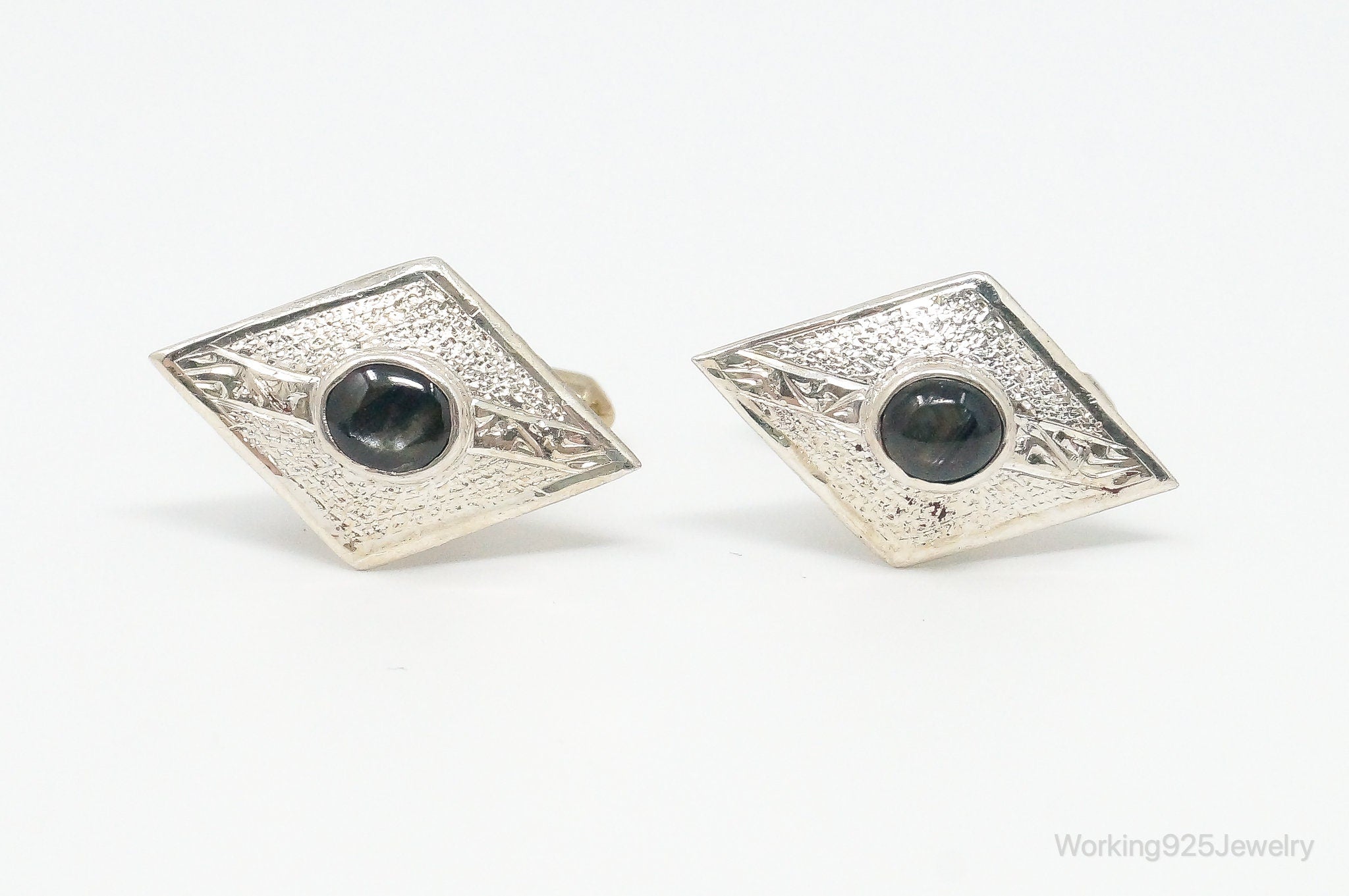 Vintage Siam Dark Stone Sterling Silver Cufflinks