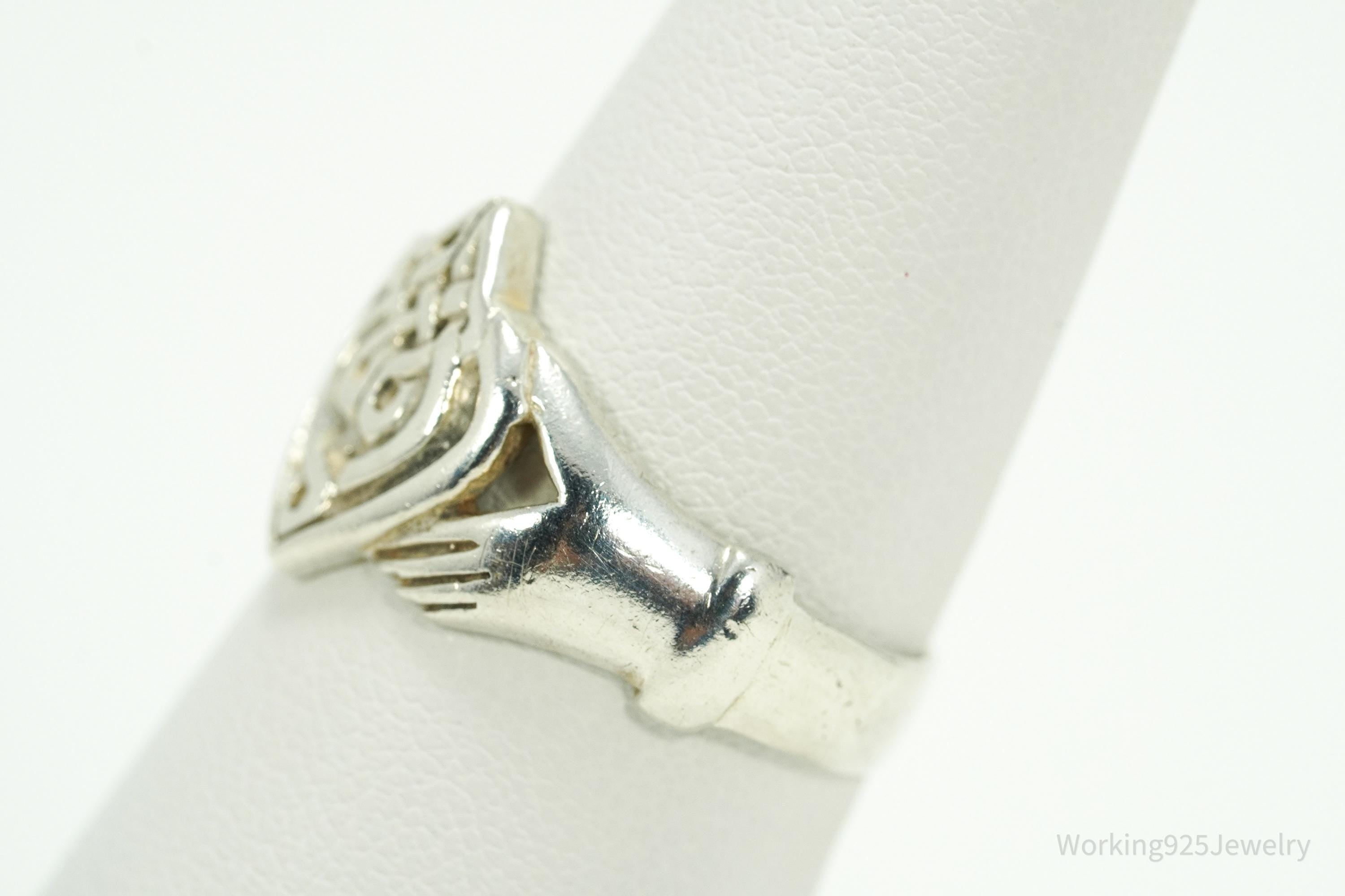 Vintage Irish Claddagh Sterling Silver Ring - Size 7.25
