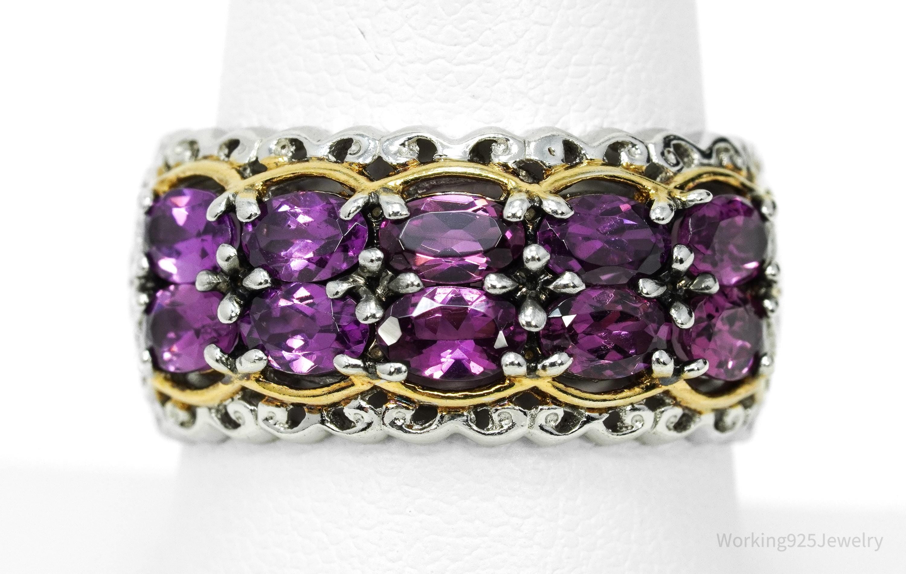 Michael Valitutti Rhodolite Garnet 18K Gold Palladium Sterling Silver Ring Size 8.25