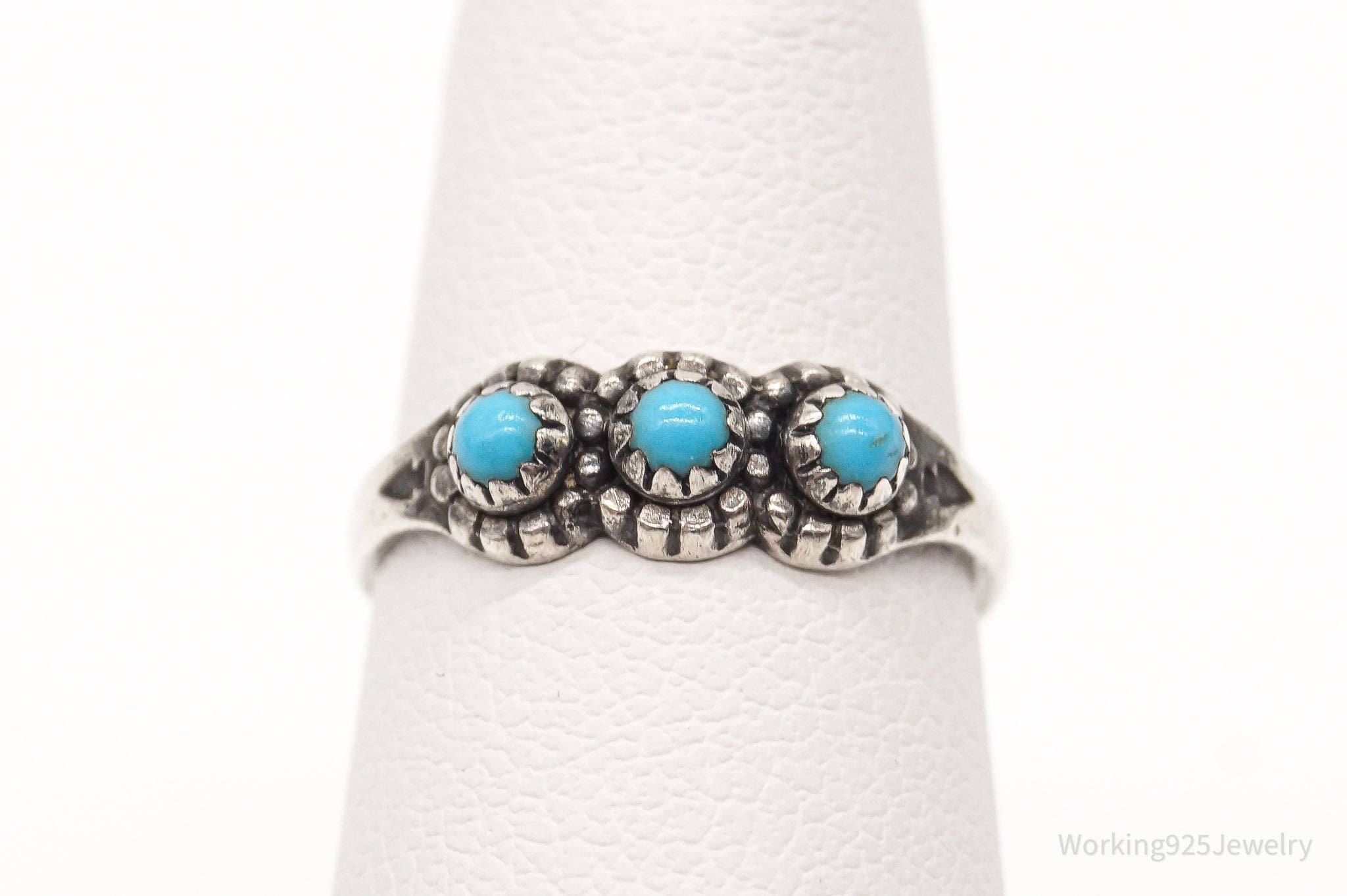 VTG Native American Bell Trading Post Turquoise Sterling Silver Ring SZ 3.25