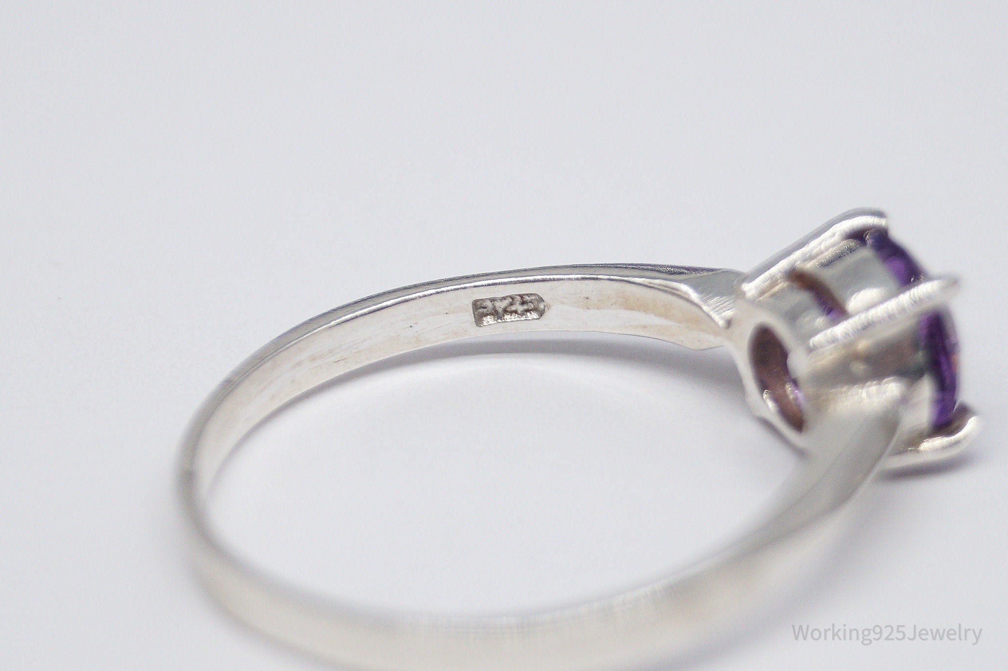 Vintage Purple Amethyst Sterling Silver Ring - Size 9.75