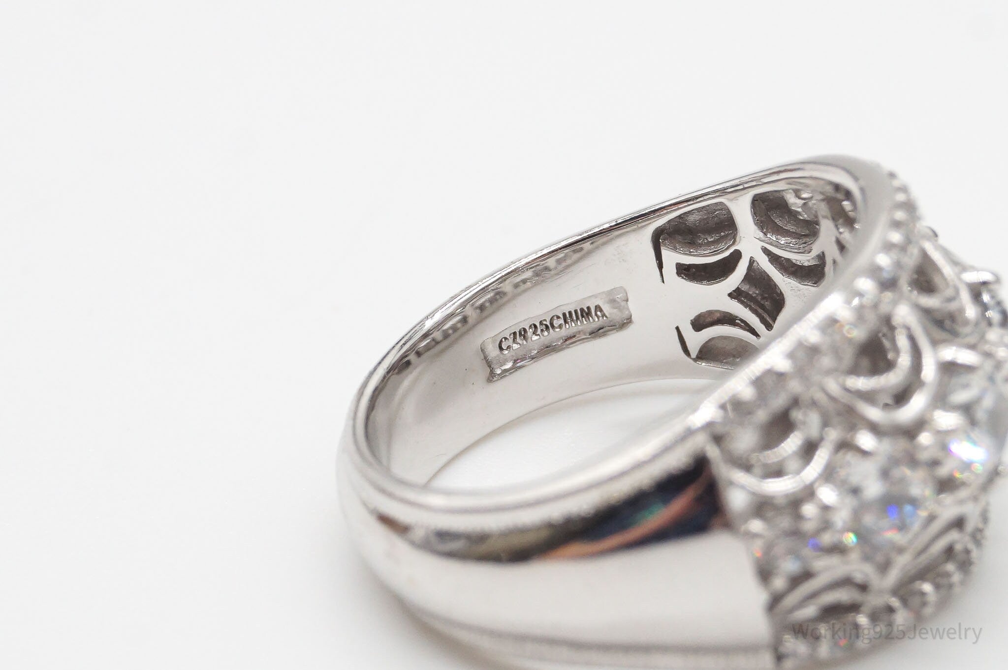 Vintage Designer Tacori IV Cubic Zirconia Sterling Silver Ring Size