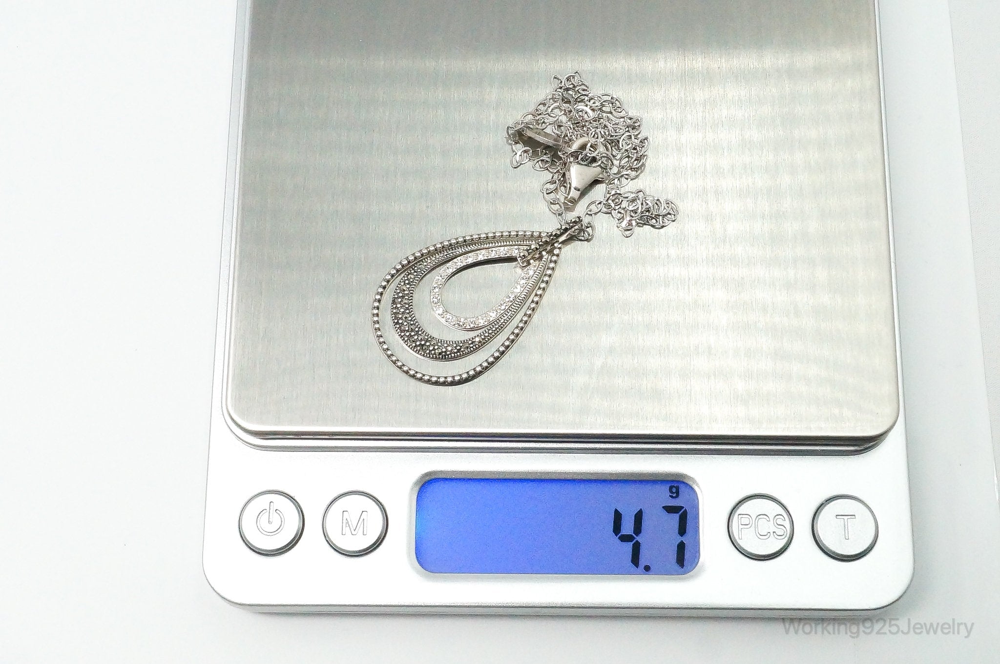 Designer Judith Jack Cubic Zirconia Marcasite Sterling Silver Necklace