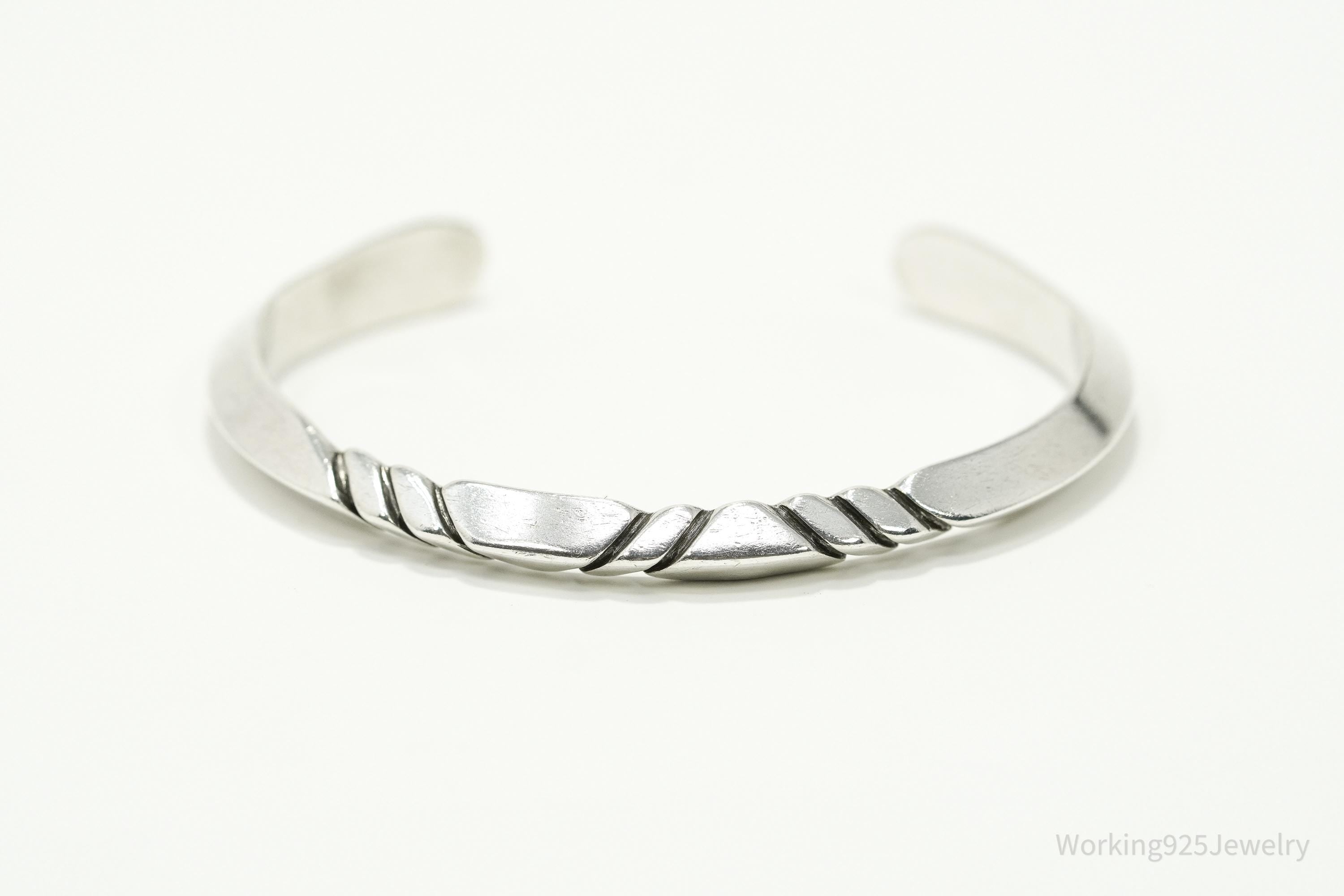 Vintage Native American Sterling Silver Cuff Bracelet - 6.25"