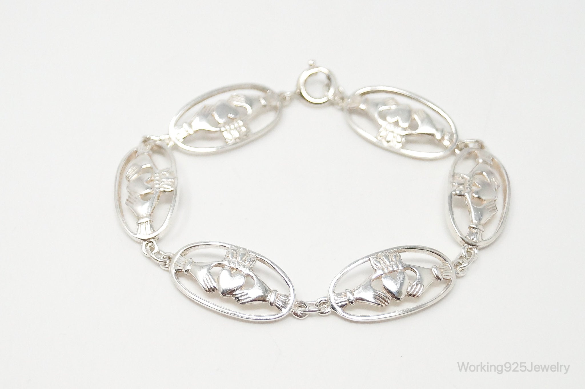 Vintage Claddagh Cut Out Sterling Silver Bracelet