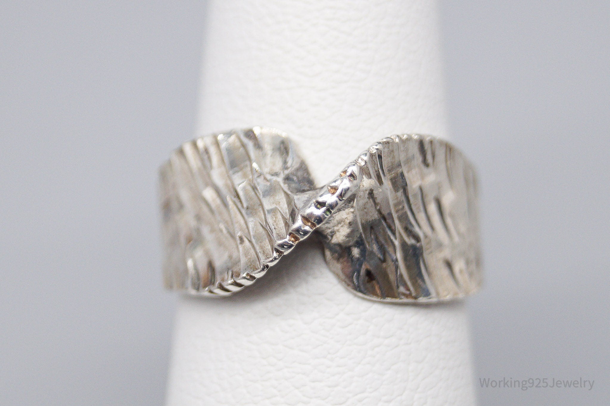 Vintage Brutalist Style Sterling Silver Ring - Size 4.75