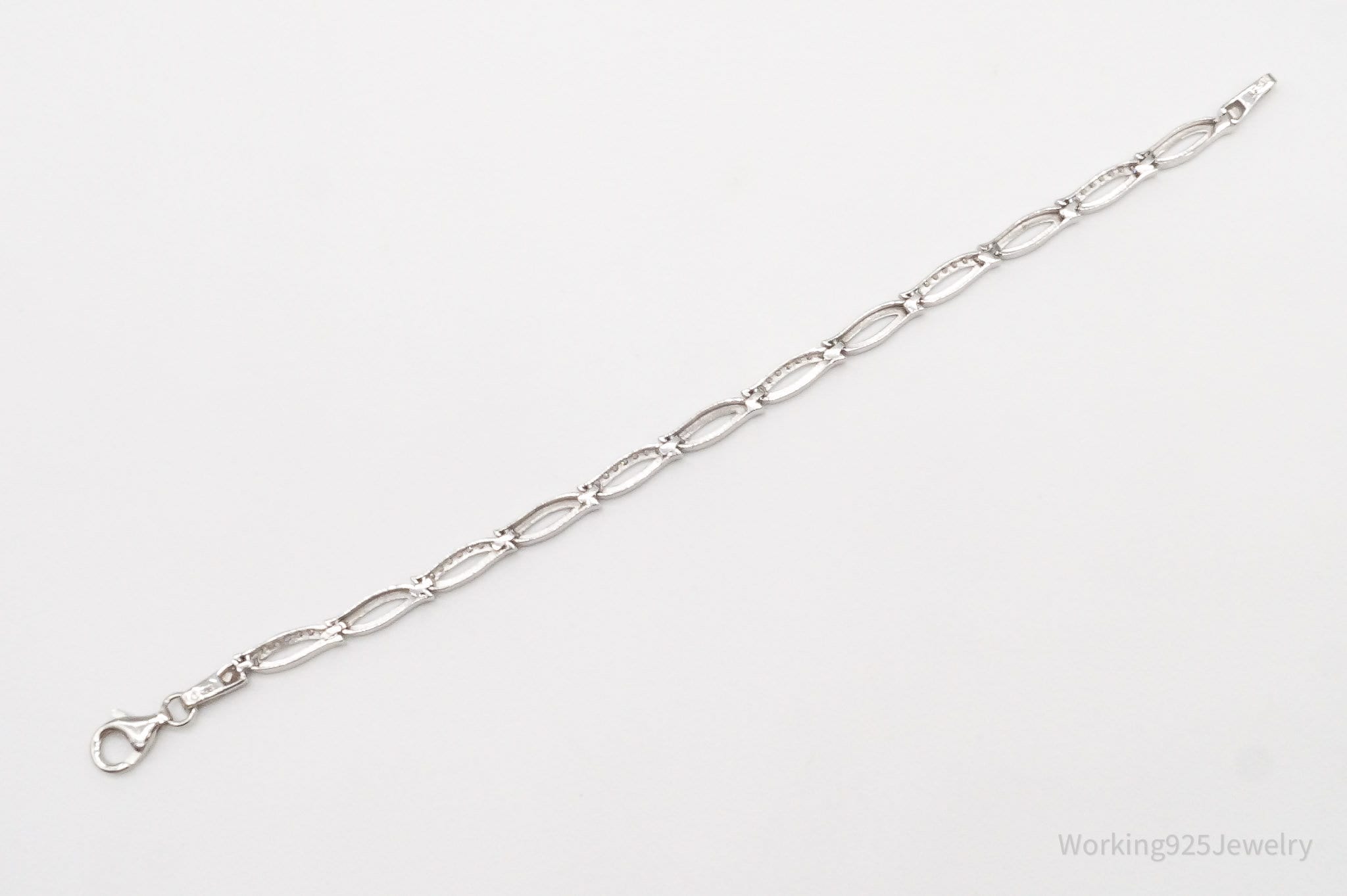 Vintage Warsaw Poland Cubic Zirconia Sterling Silver Bracelet