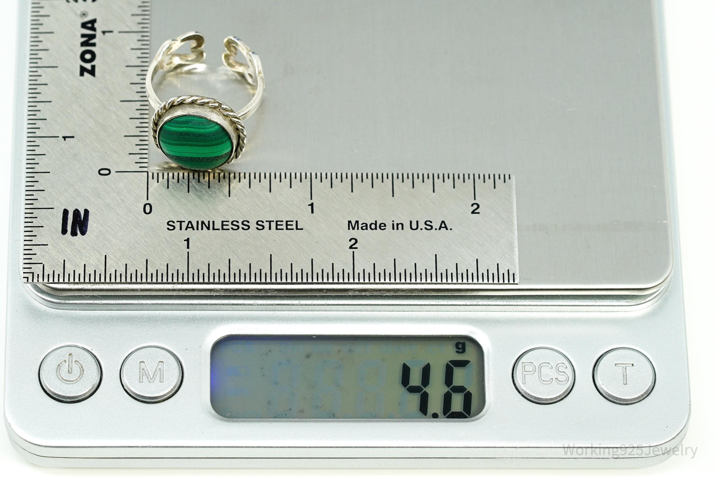 Vintage KABANA Malachite Sterling Silver Ring - Size 5.5