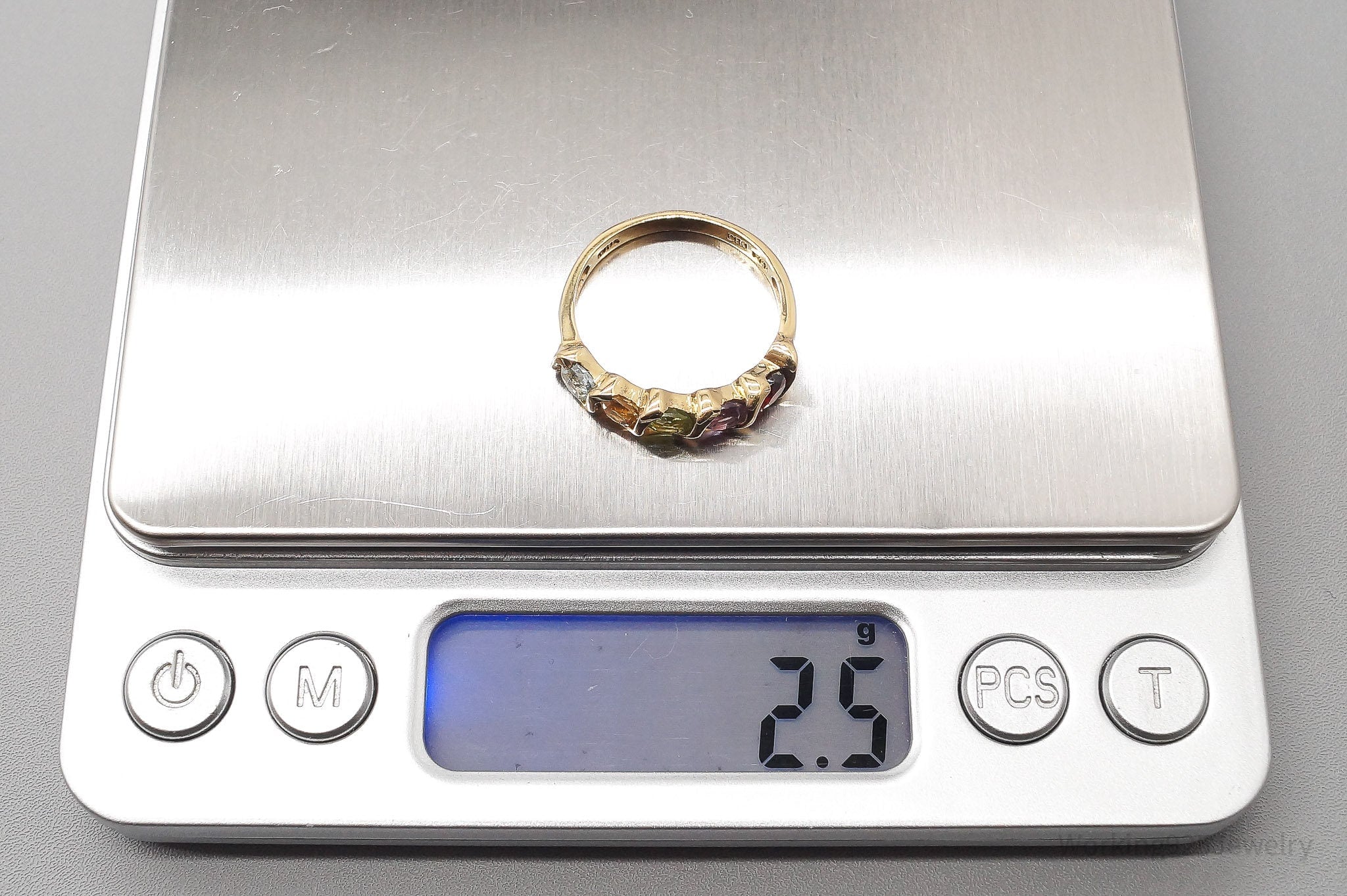 Vintage DBJ Multi Gemstone Gold Vermeil Sterling Silver Ring - Size 7.75