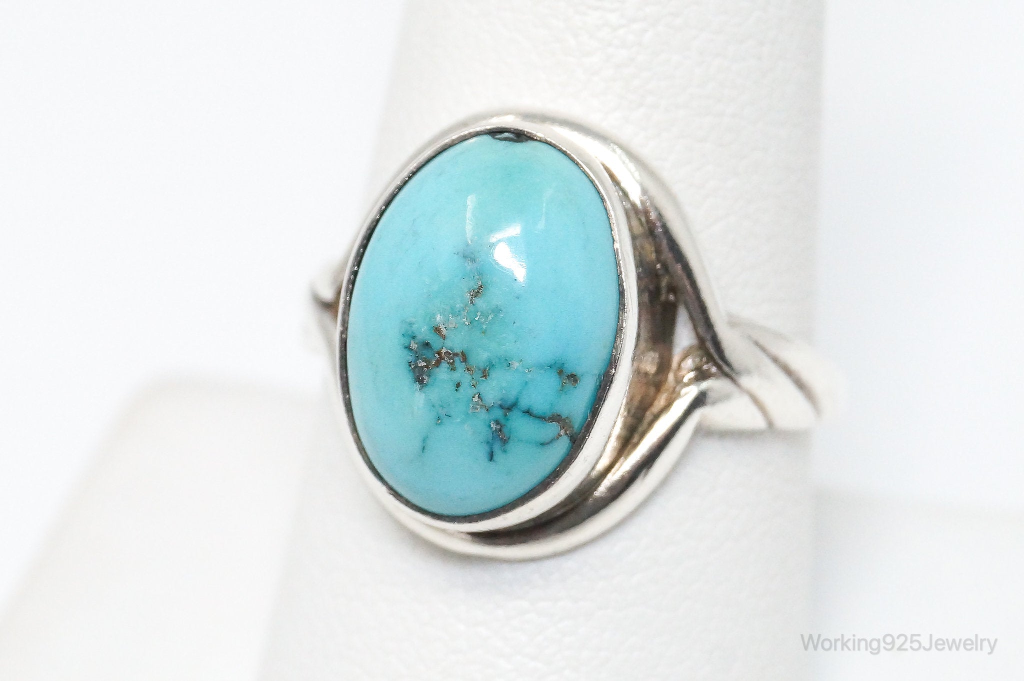 Vintage Turquoise Sterling Silver Ring - SZ 8.75