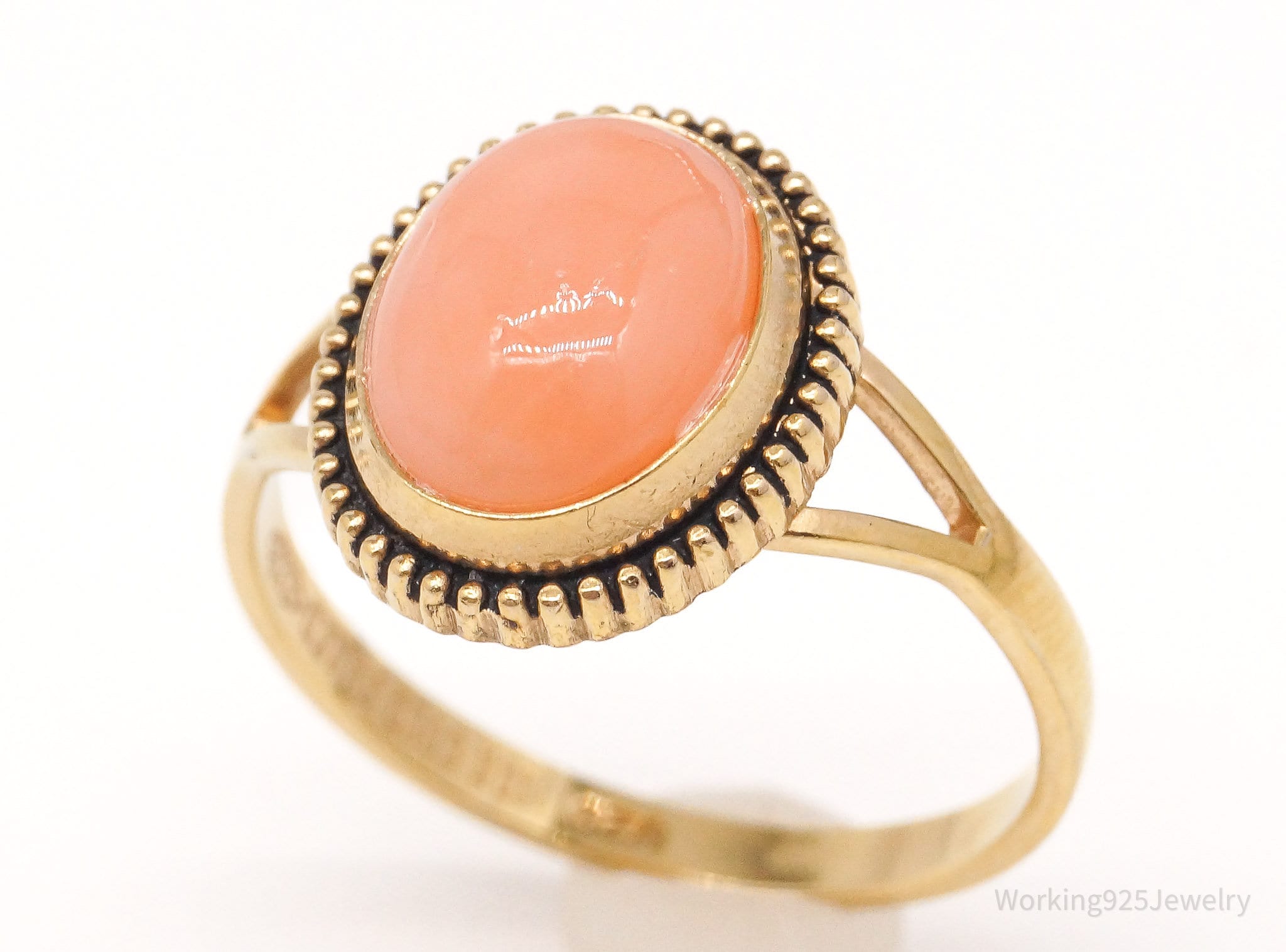 Antique Designer Clark & Coombs Coral 10K Gold Filled Ring - Size 7.75