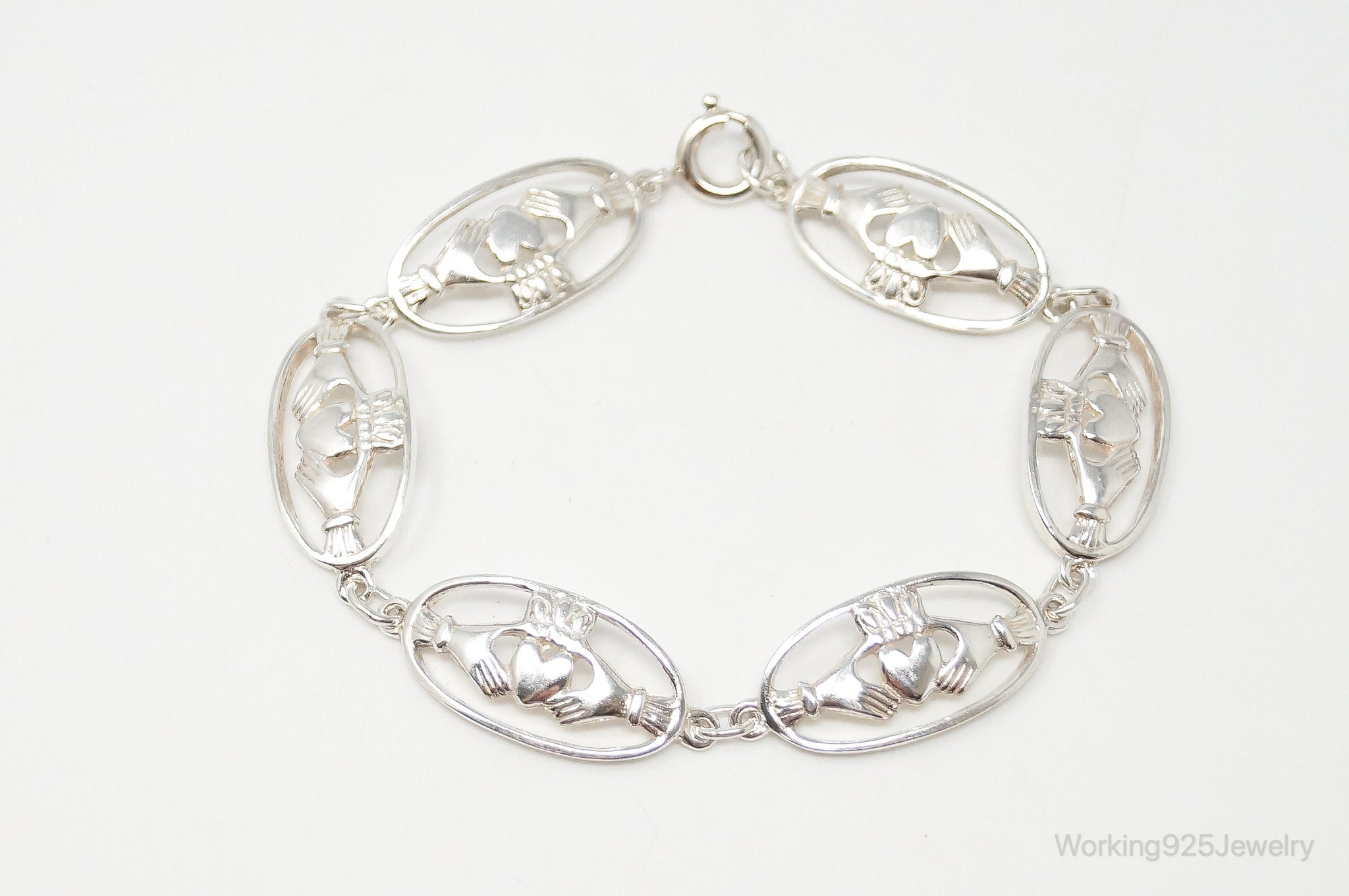 Vintage Claddagh Cut Out Sterling Silver Bracelet