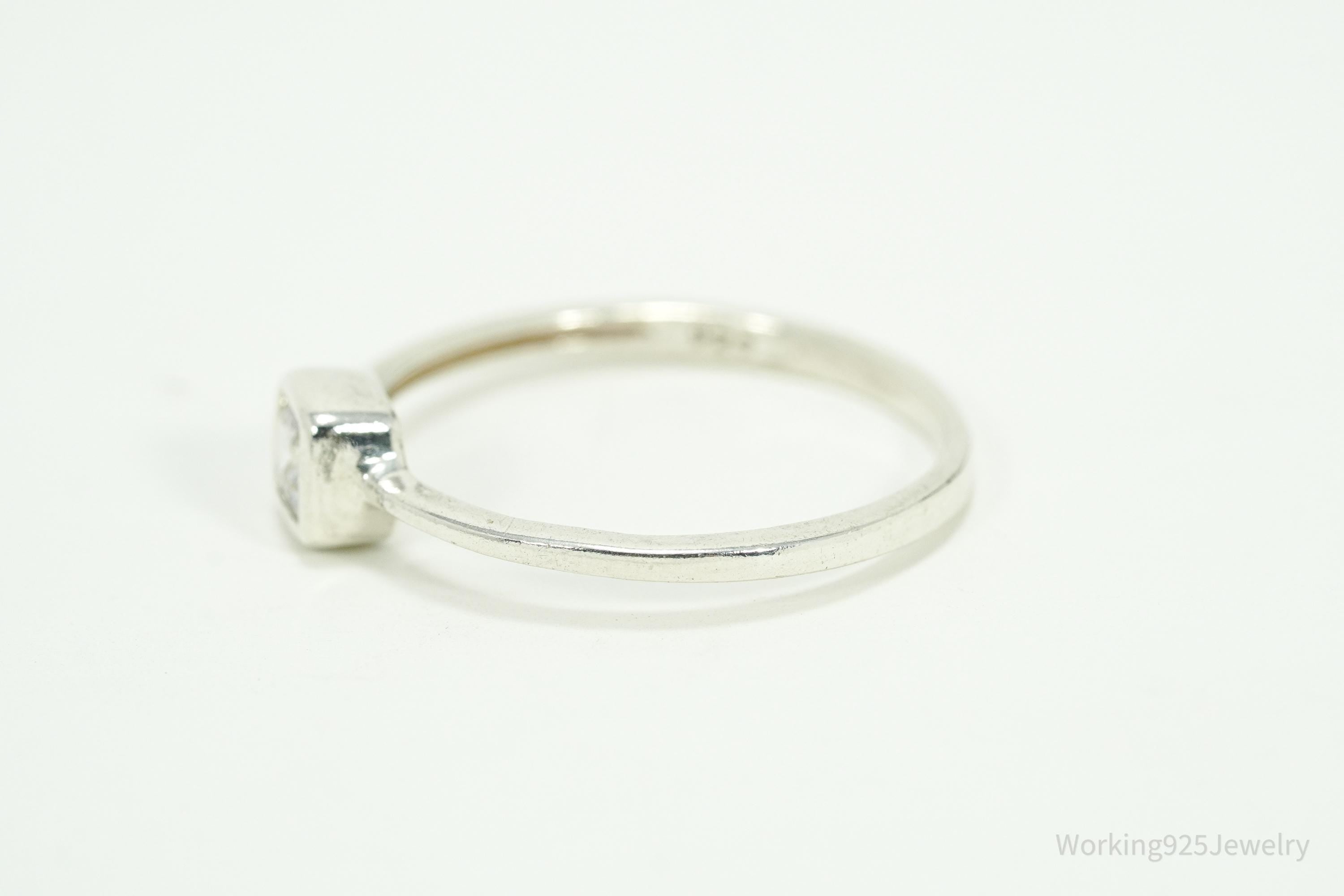 Vintage Cubic Zirconia Sterling Silver Ring - Size 7.25