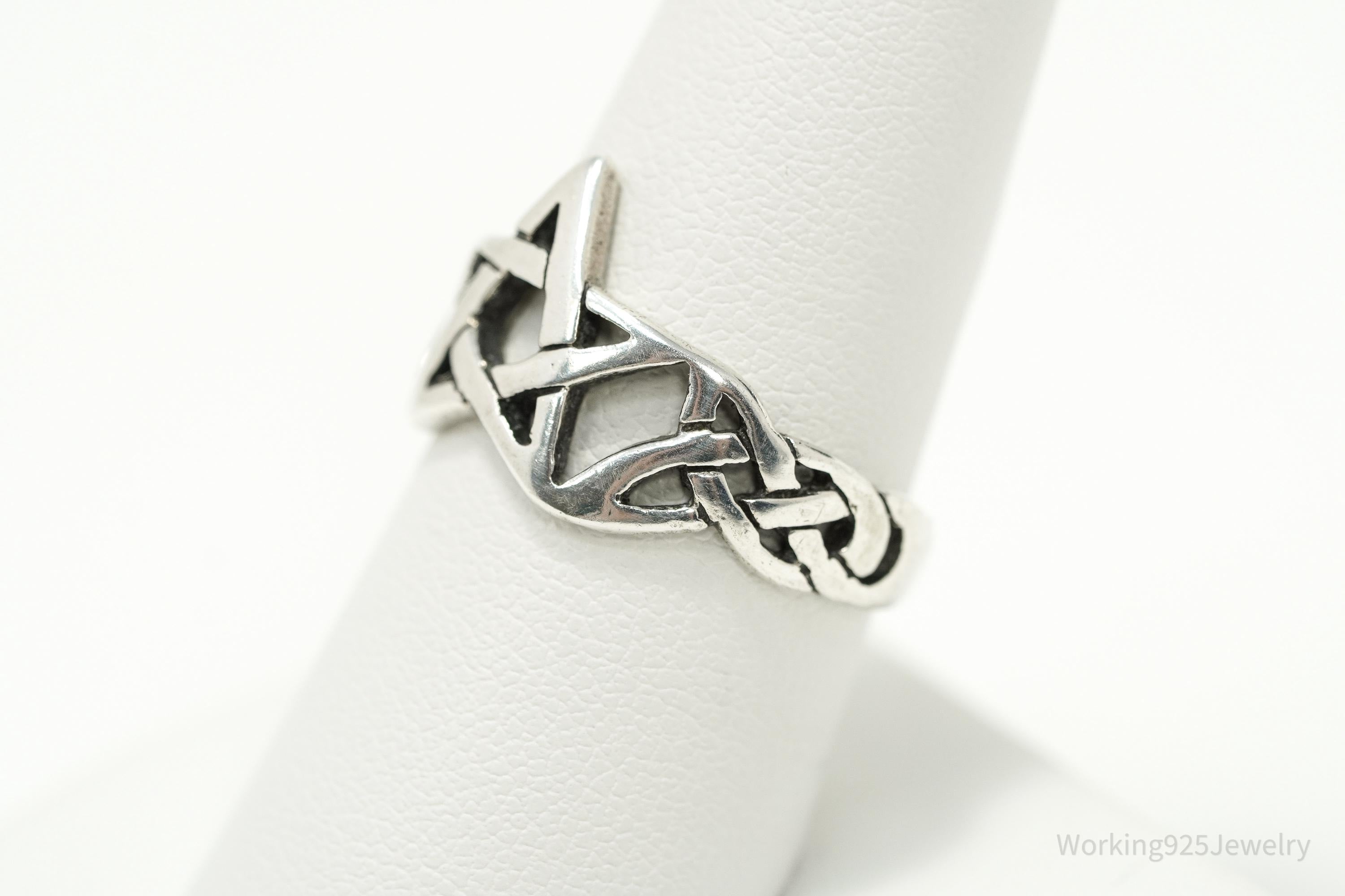 Vintage Pentagram Star Sterling Silver Ring - Size 8.25