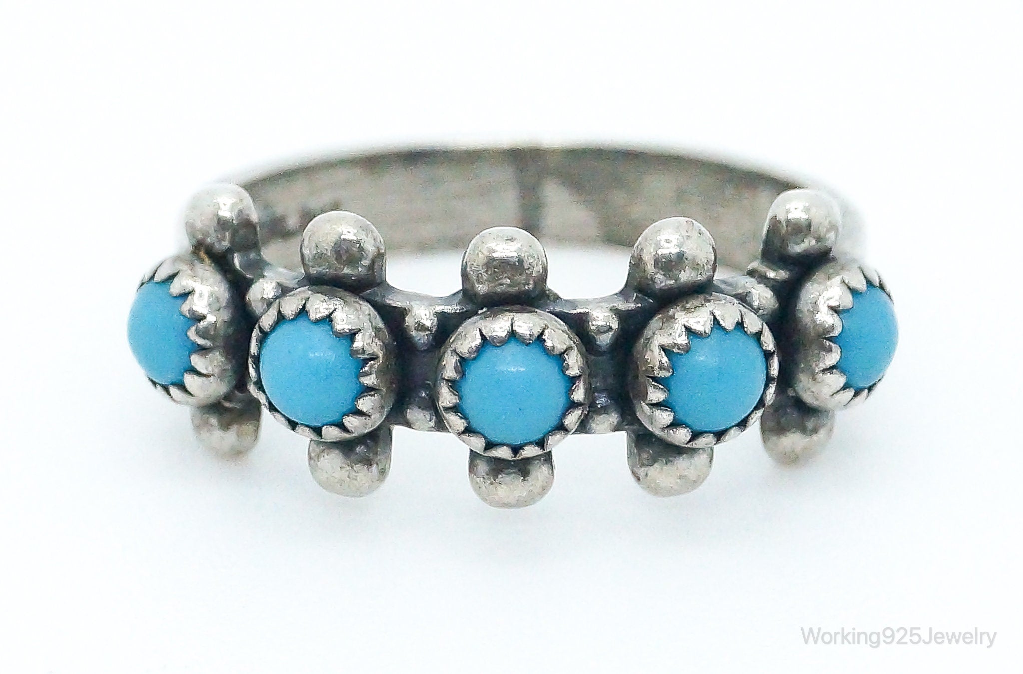 Vintage Native Bell Trading Post Turquoise Sterling Silver Ring - Size 5.25