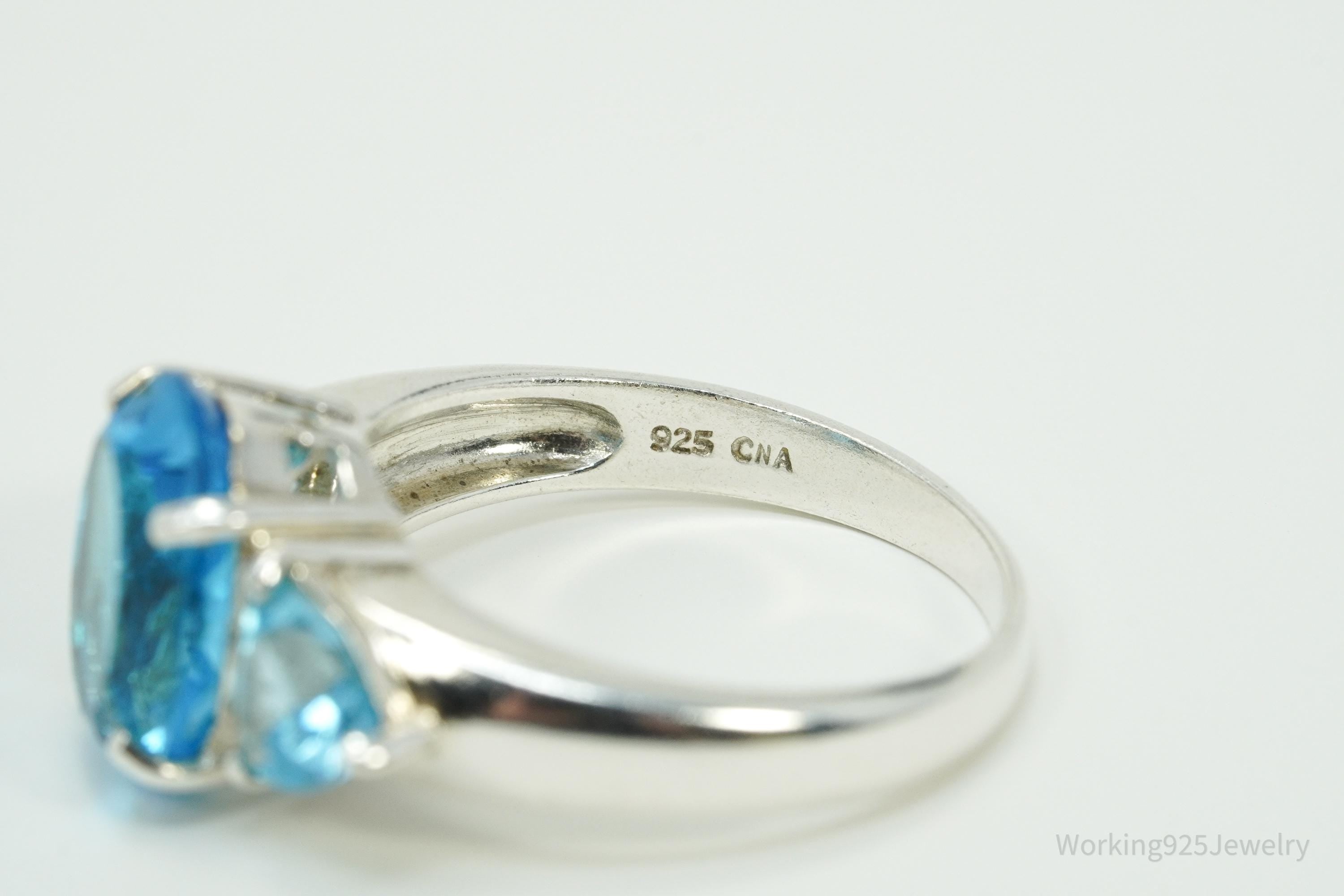 Vintage CNA Blue Topaz Sterling Silver Ring - Size 8.75
